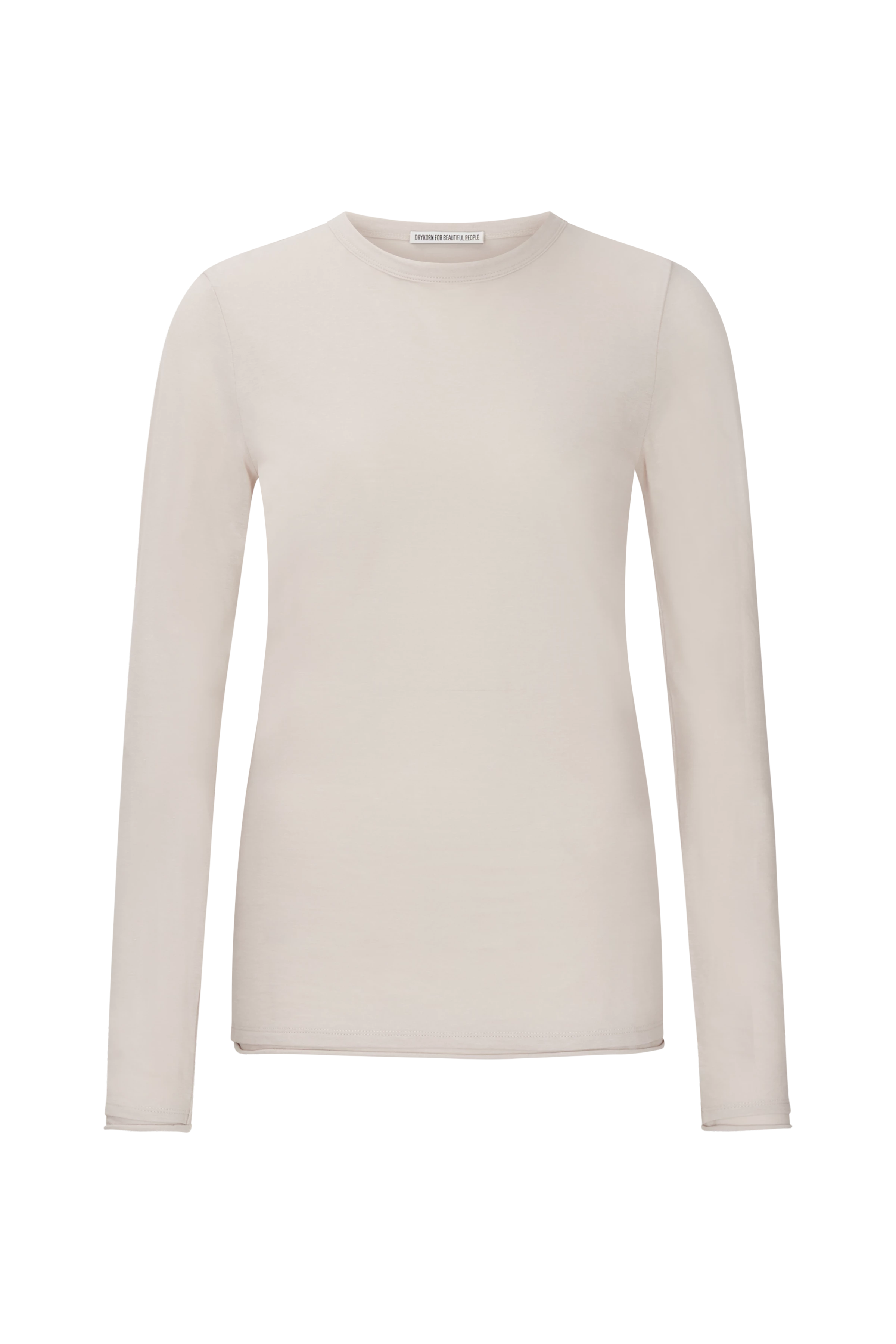 LISLY - Schmales Longsleeve in Baumwoll-Jersey - Damen - beige - Freisteller Frontansicht