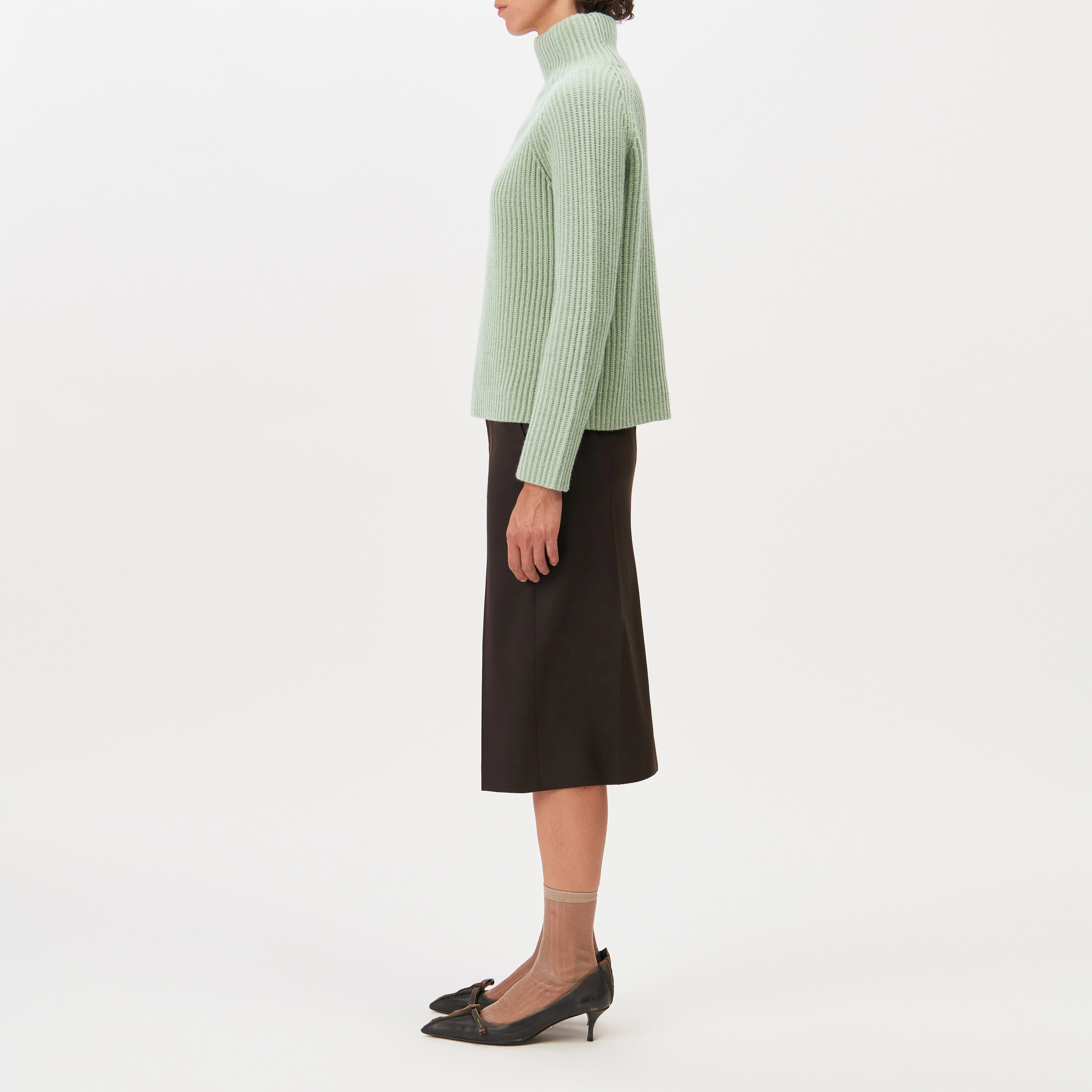 ARWEN - Rollkragenpullover in Woll-Alpakamix - Damen - grün - Seitenansicht