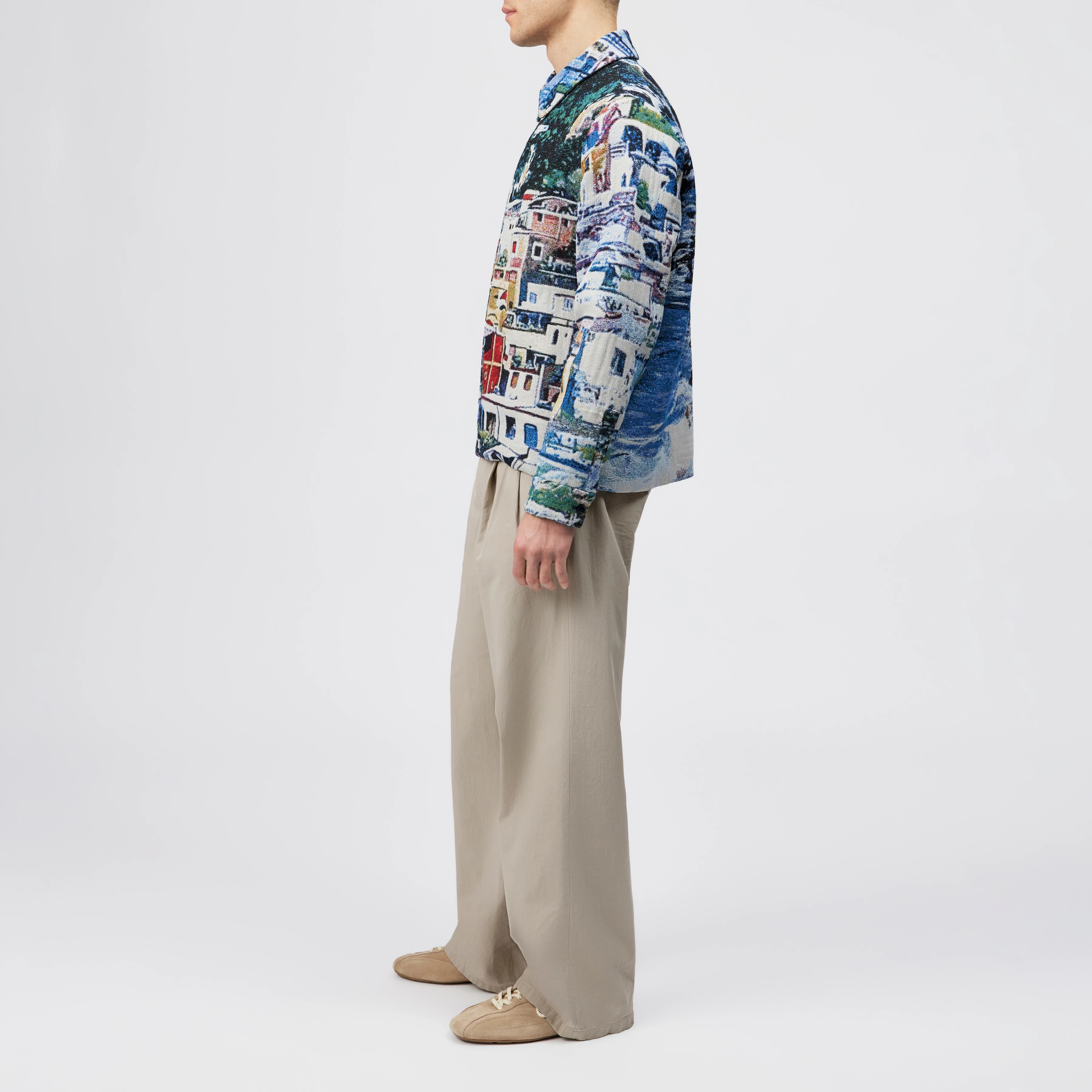 JOTTAR - Jacke mit Umlegekragen in Jacquard - Herren - blau - Seitenansicht