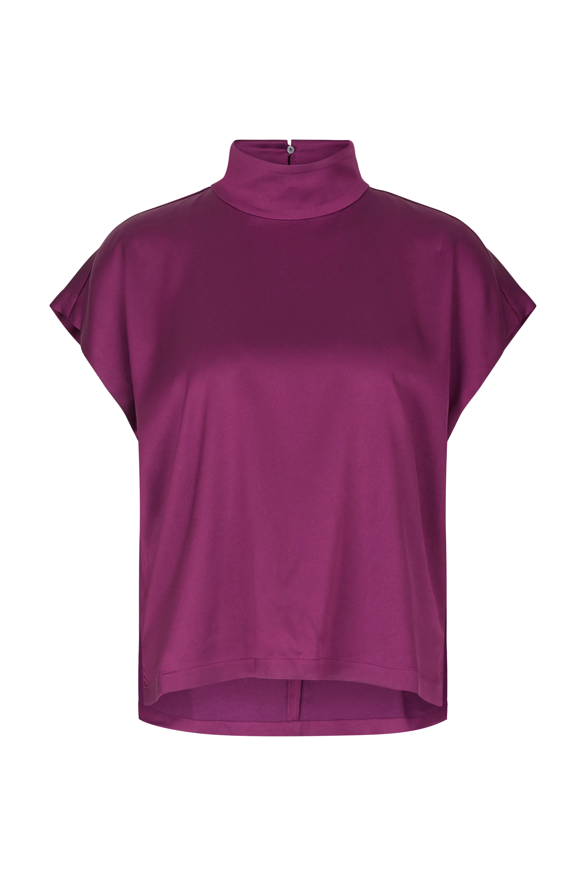 ALARIA_1 - overhemdblouse met opstaande kraag in satijn - dames - purper - Freisteller Frontansicht
