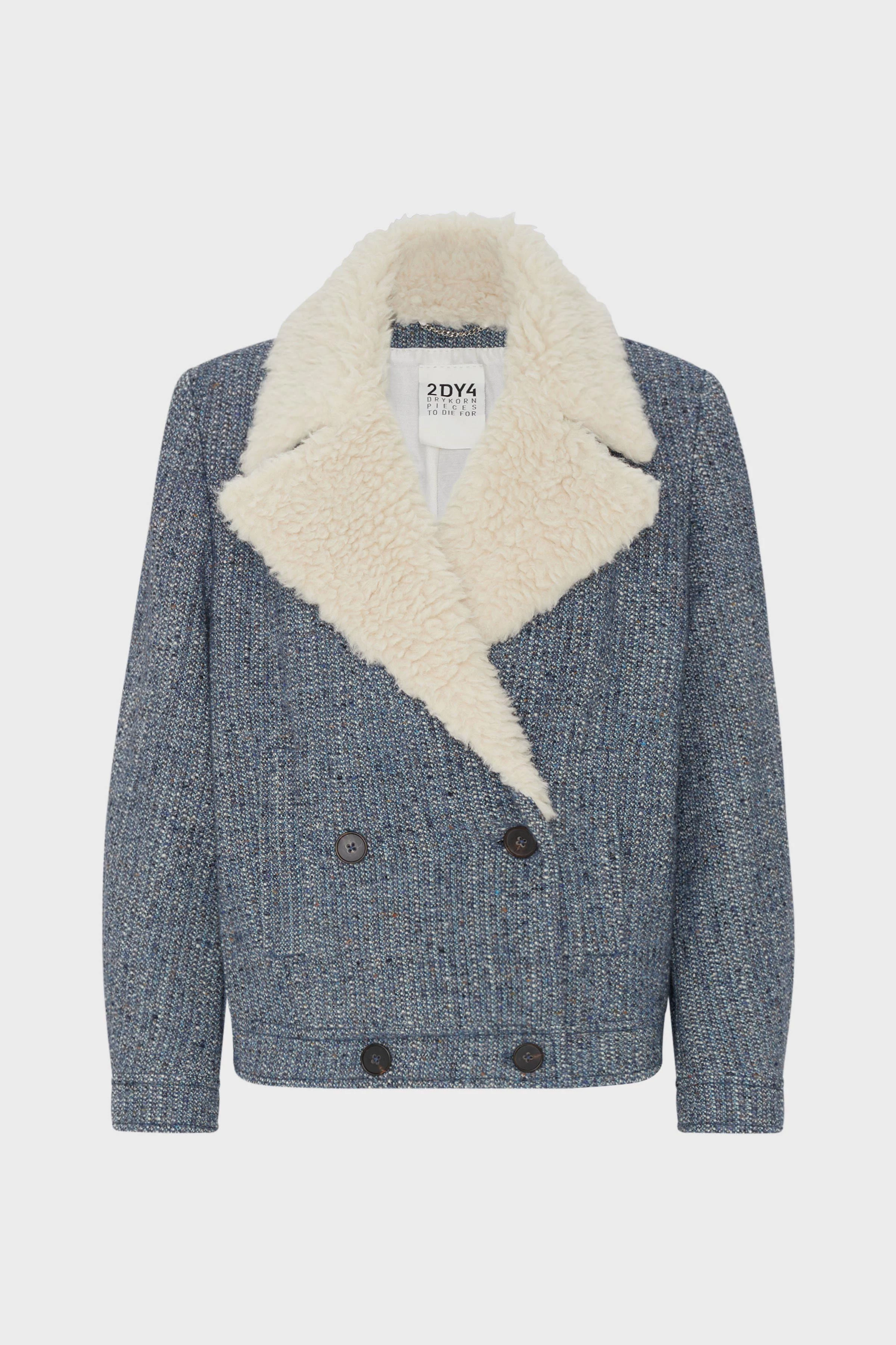 HASTING - Oversized Blouson in Woll-Mix in Denim-Optik - Damen - blau - Freisteller Frontansicht