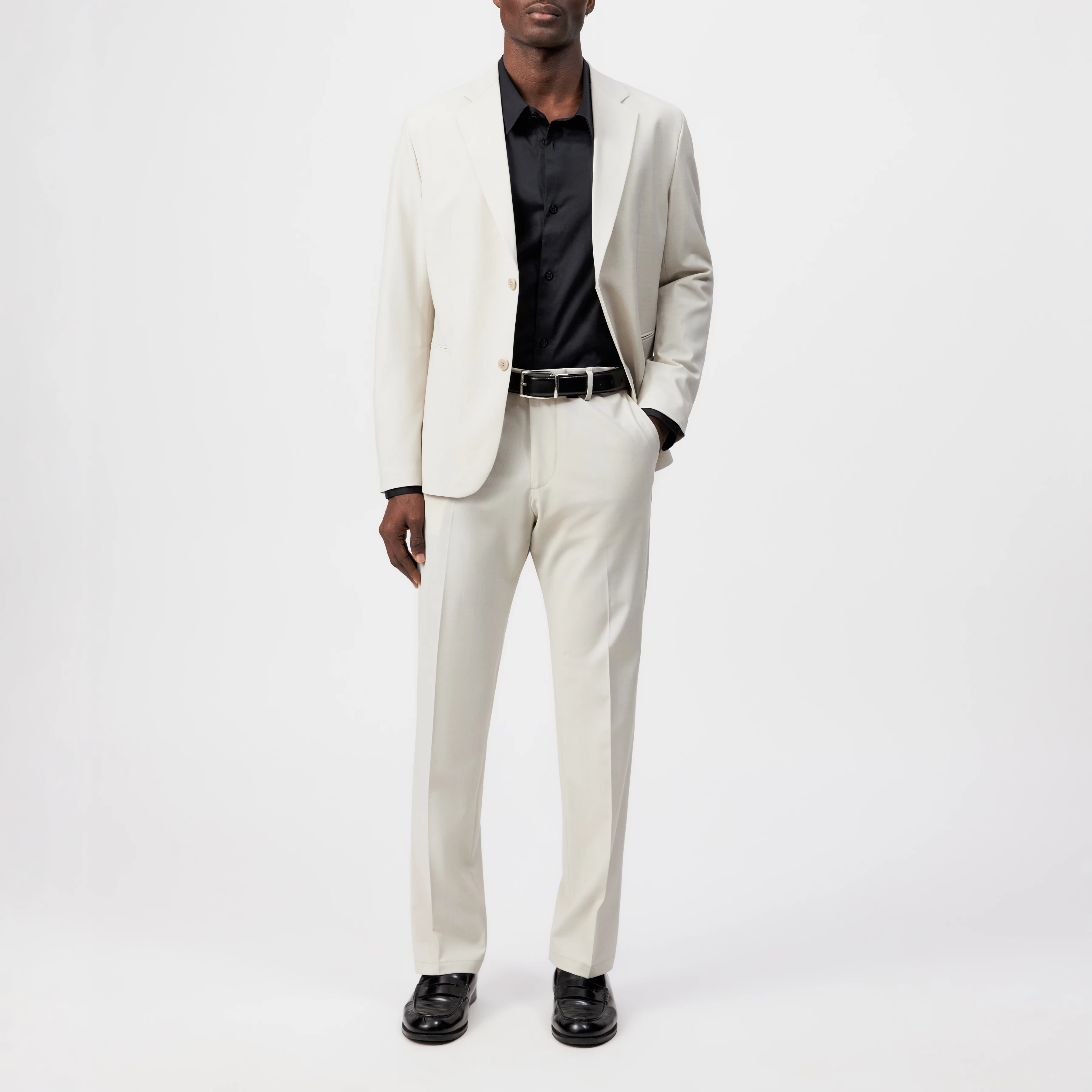 AJEND_RGLR - Tailored trousers in wool blend - men - beige - Ganzkörper-Frontansicht