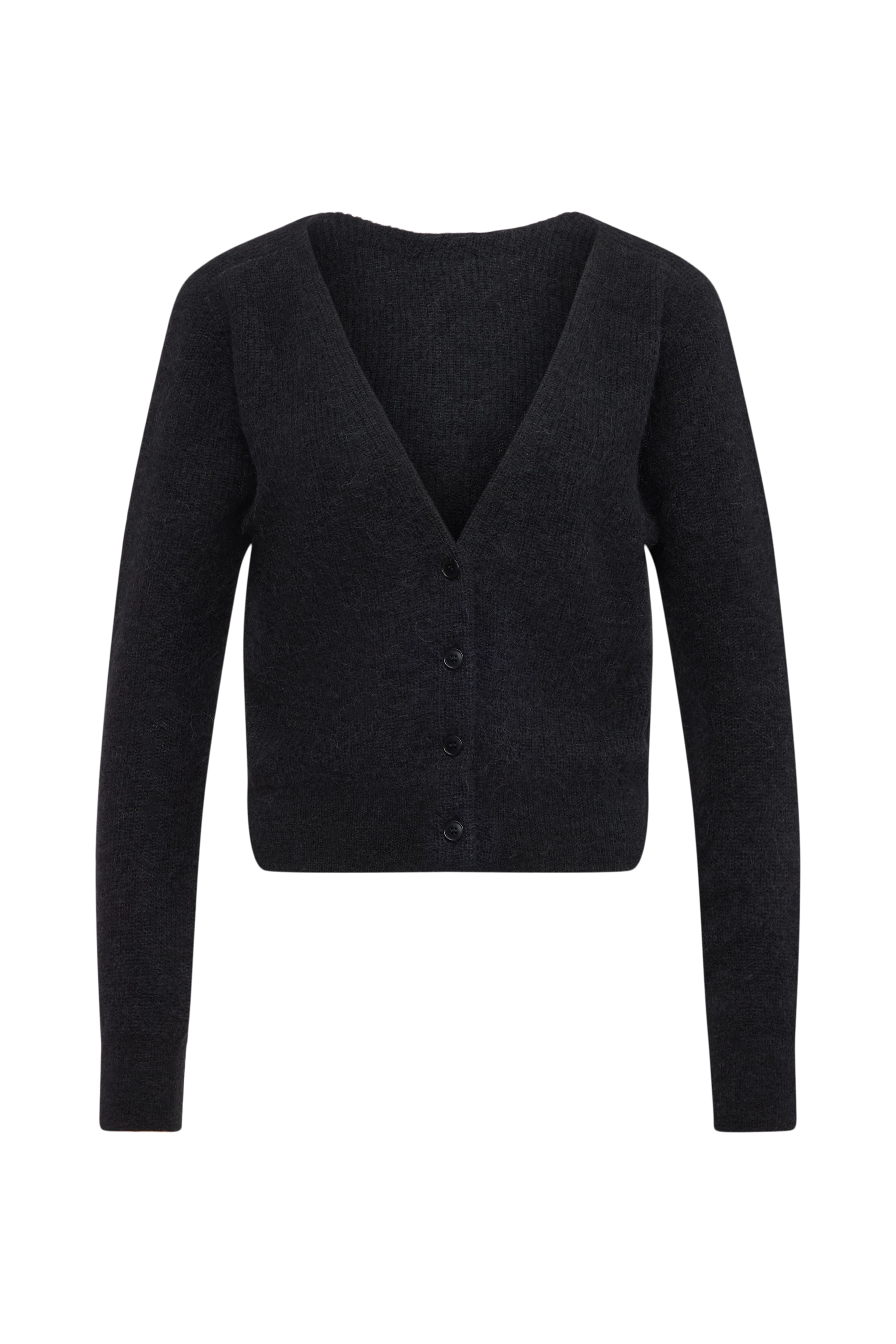 GERTIJA - Strickjacke in luxuriösem Suri Alpaka-Mix - Damen - schwarz - Freisteller Frontansicht