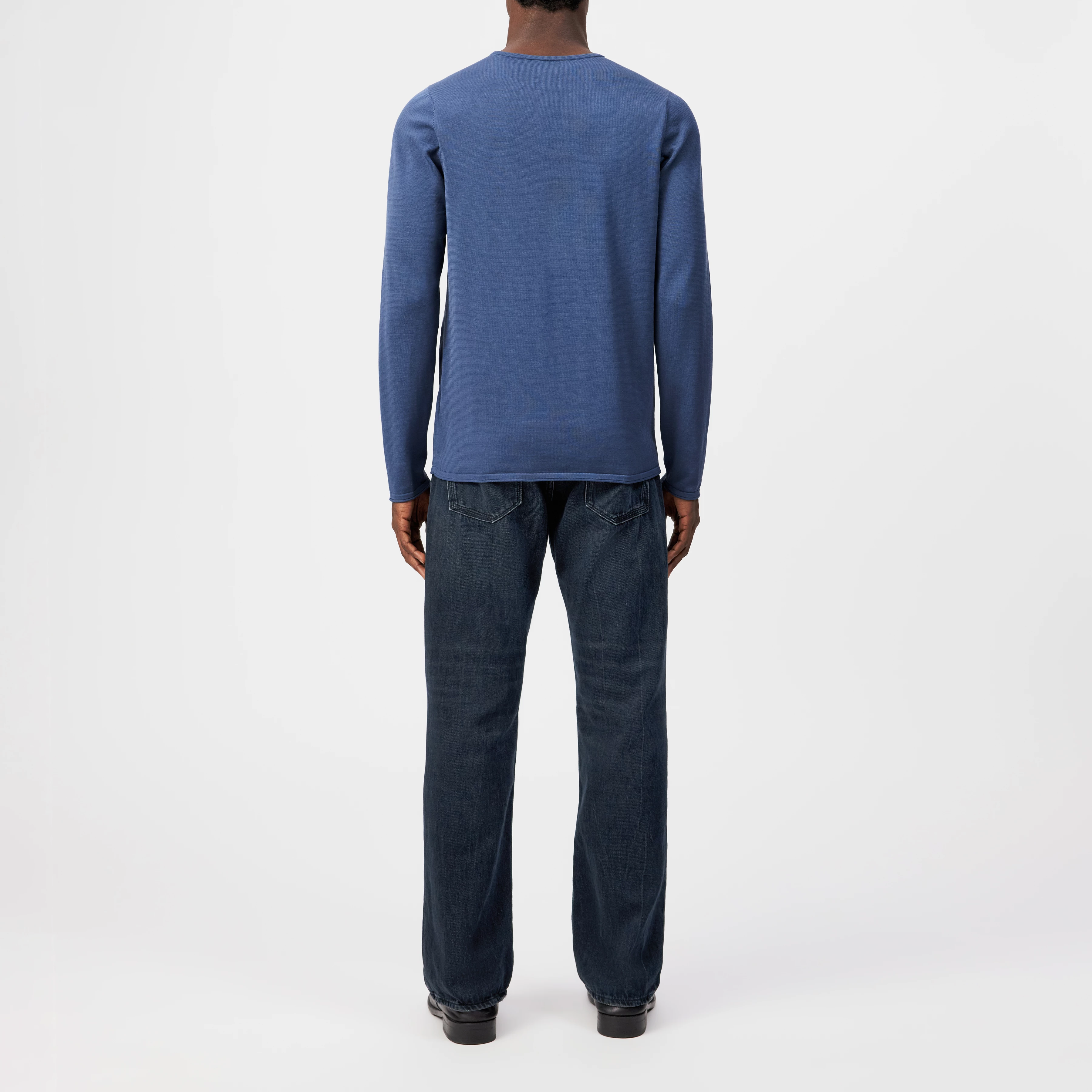 RIKONO - Knitted jumper in clean cotton - men - blue - Rückansicht