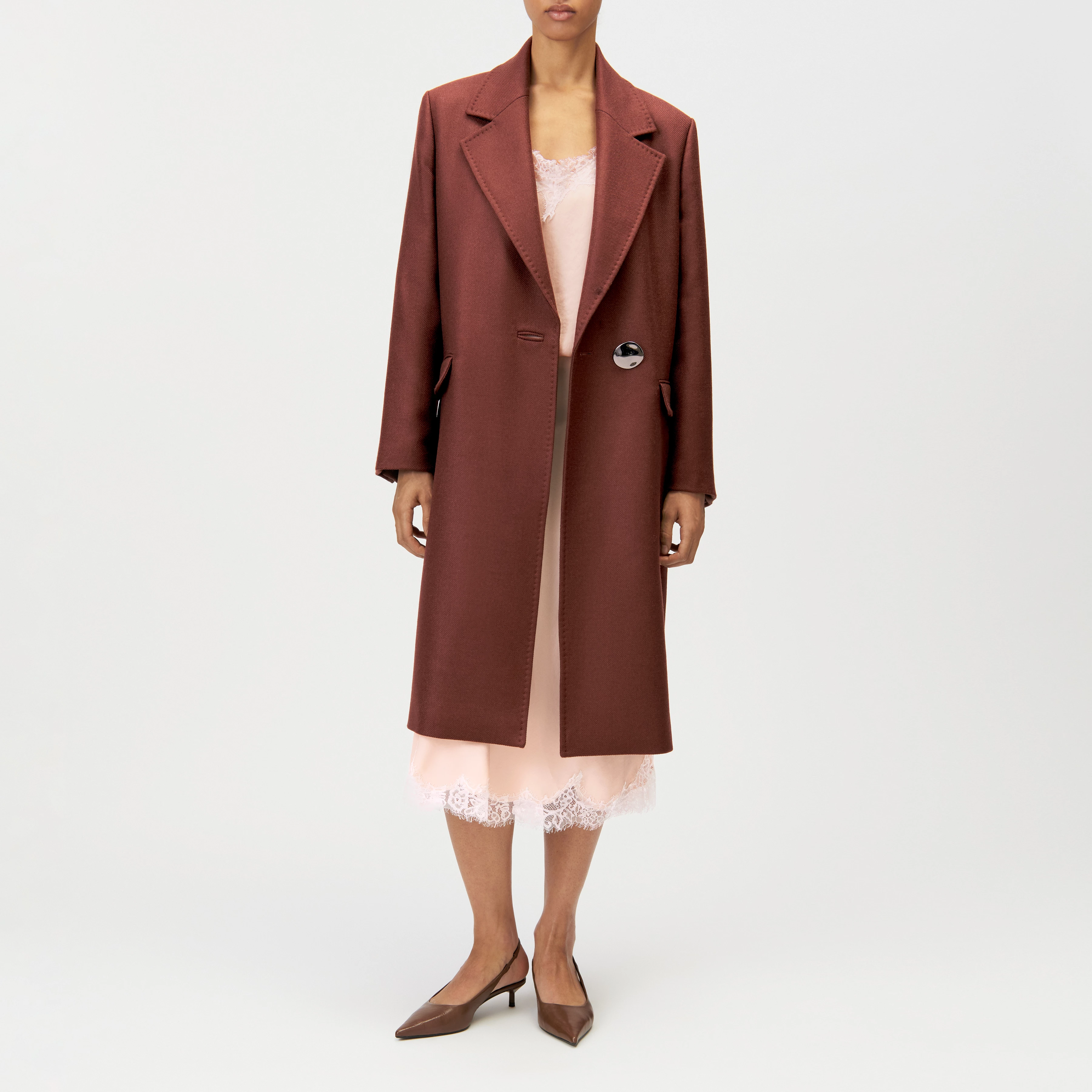 WALDRON_1 - Manteau oversized pure laine vierge - women - marron - Ganzkörper-Frontansicht
