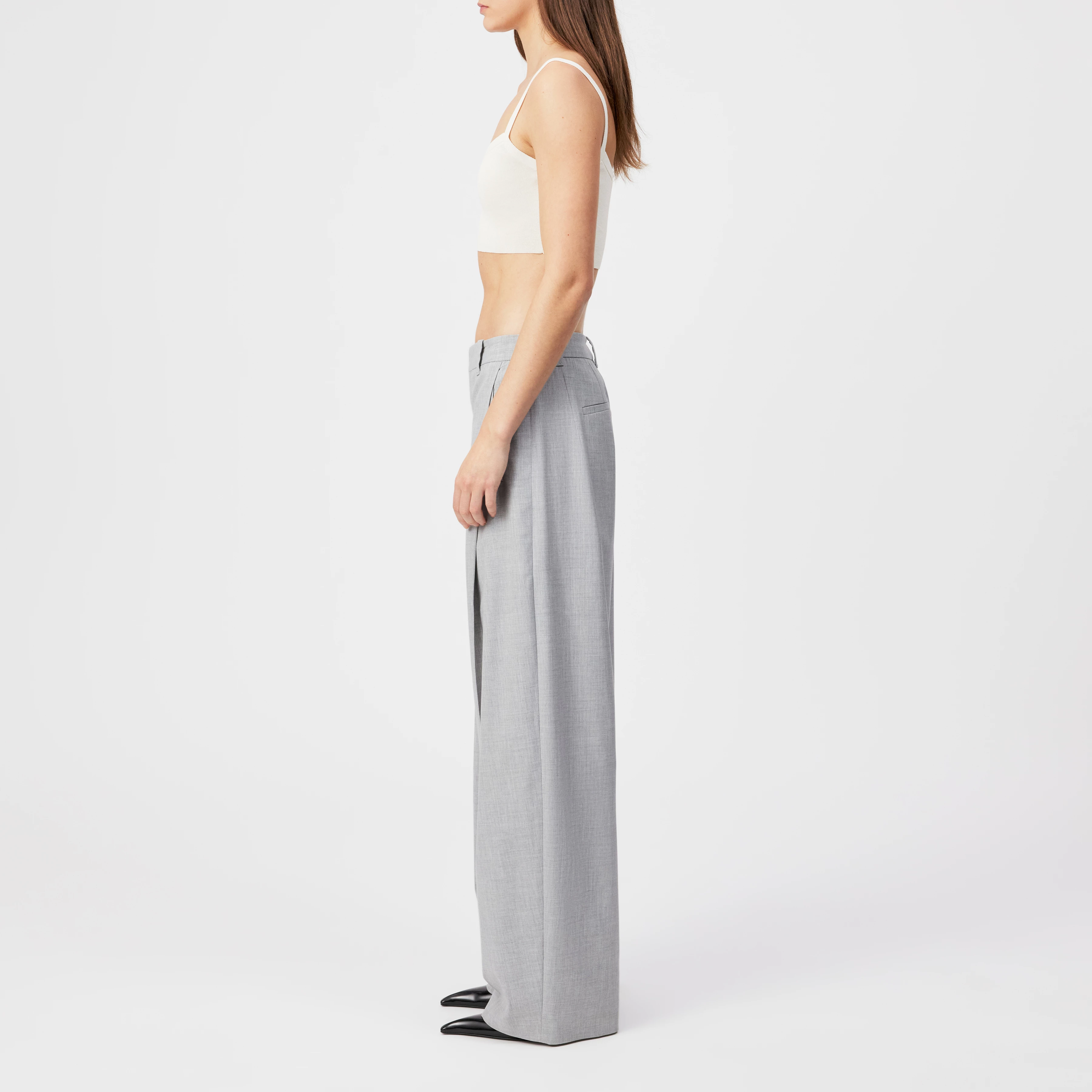 UNPACK - Regular fit trousers in woven fabric - women - grey - Seitenansicht