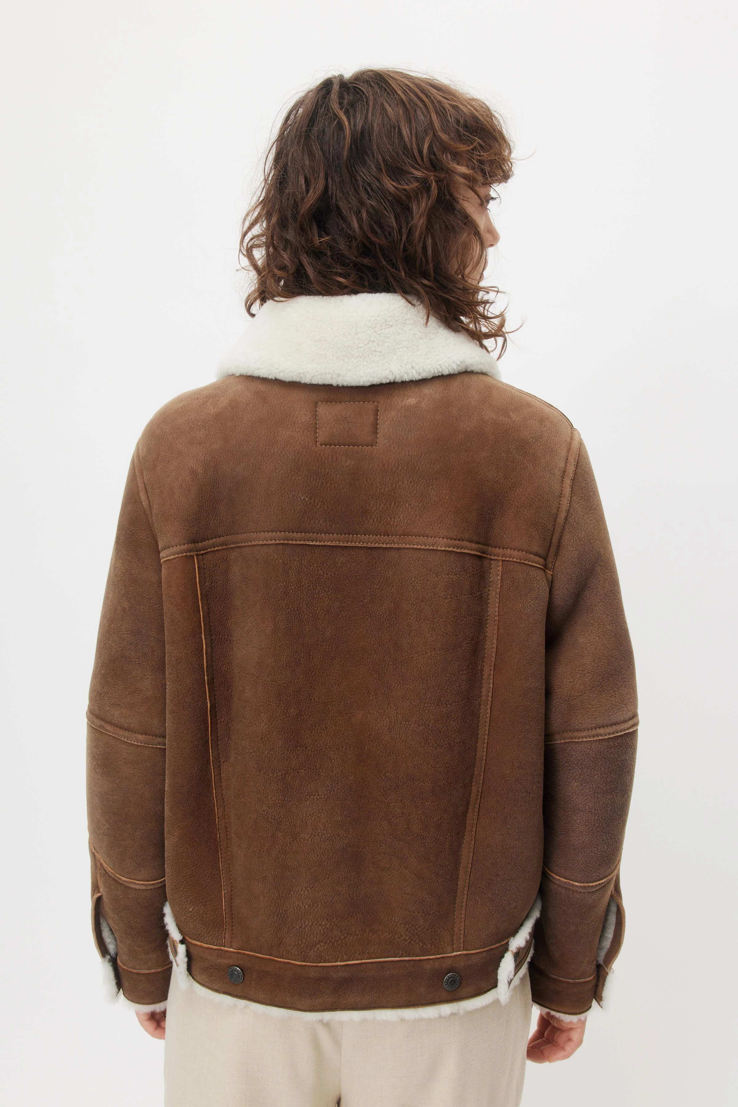BRASA - lambskin oversized jacket - women - brown - Rückansicht