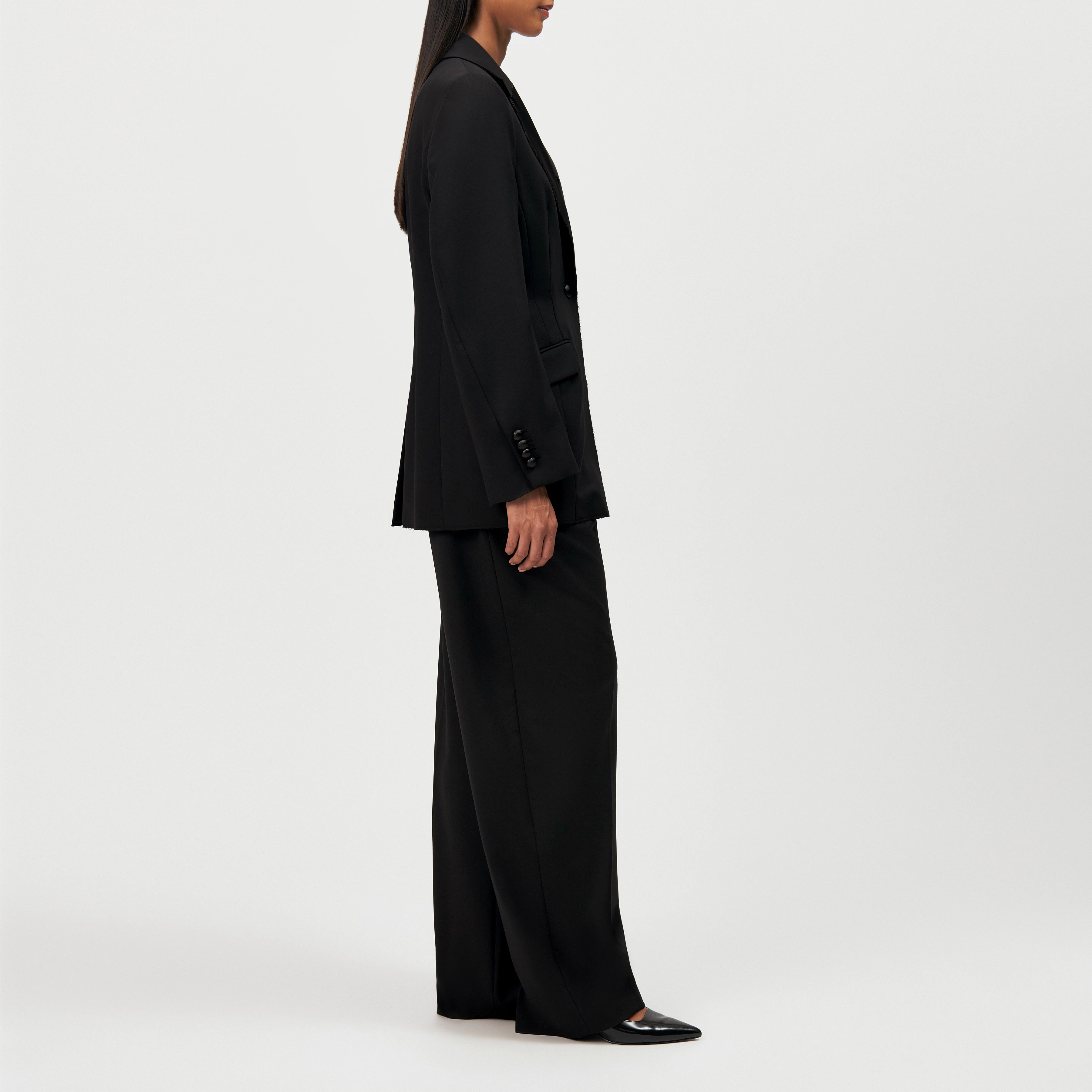 LINLEY_1 - Long blazer with notched lapels - women - black - Seitenansicht