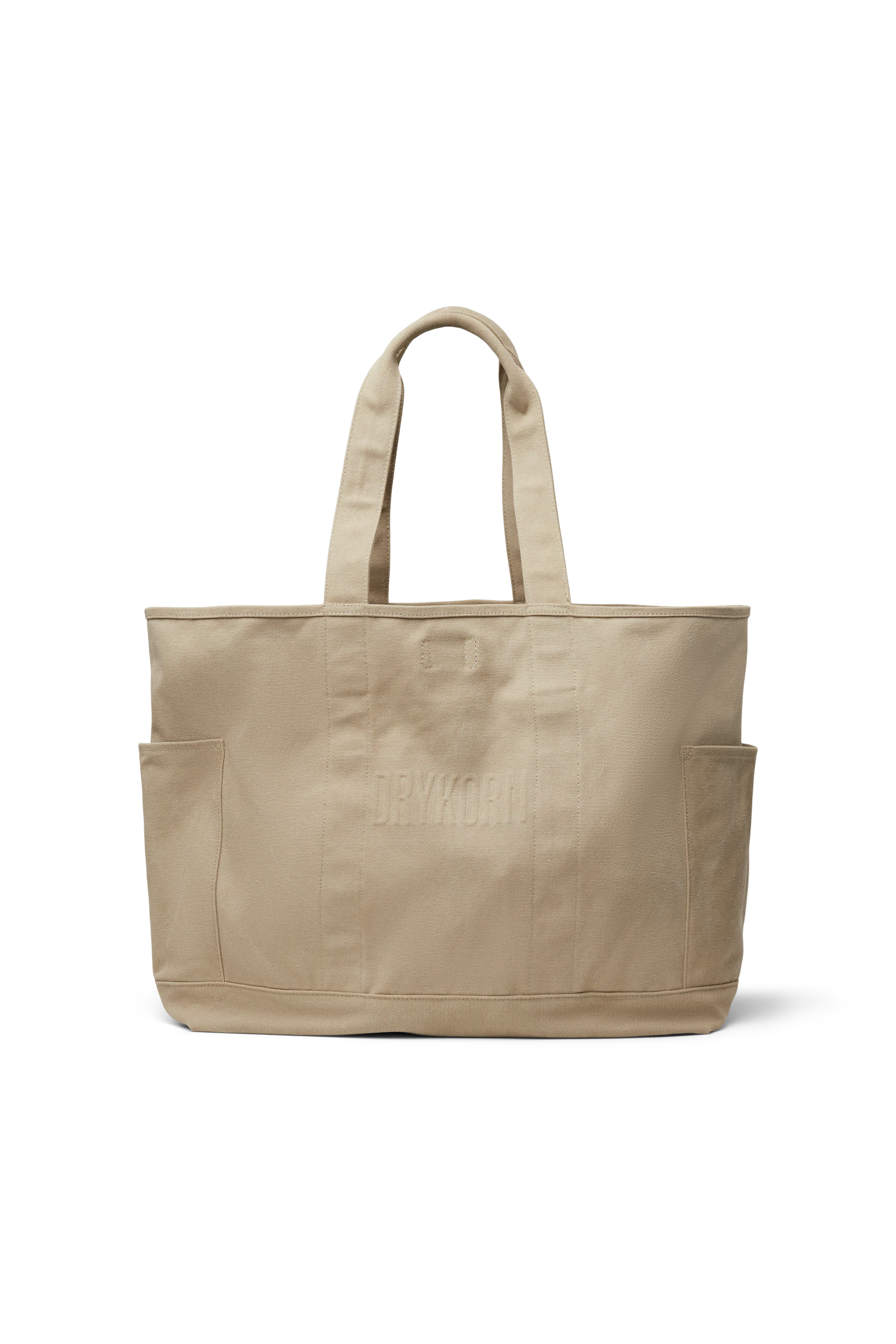 JELON - Spacious cotton shopper with vintage look - unisex - beige - Freisteller Rückansicht