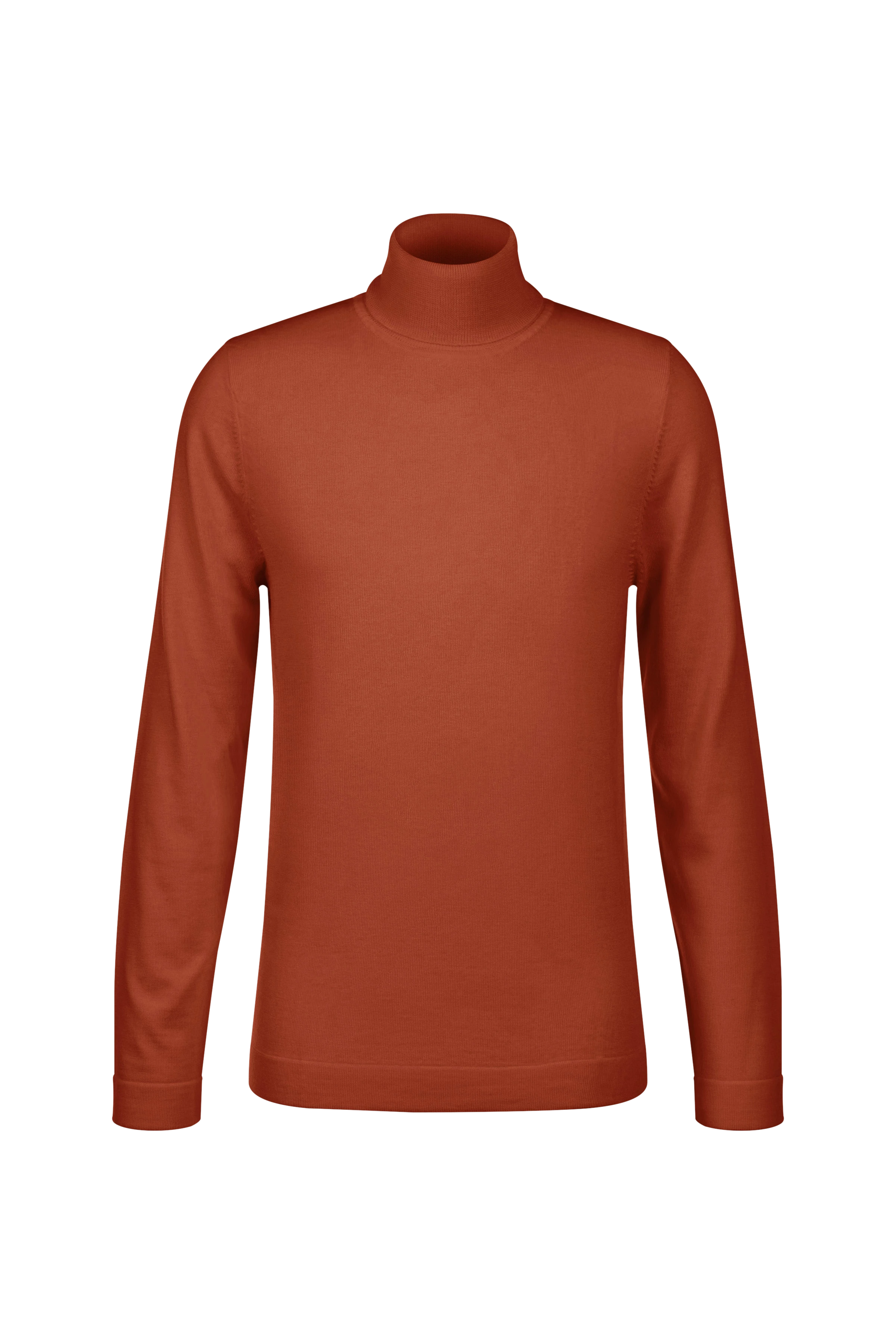 JOEY - merino wool turtleneck jumper - men - orange - Freisteller Frontansicht