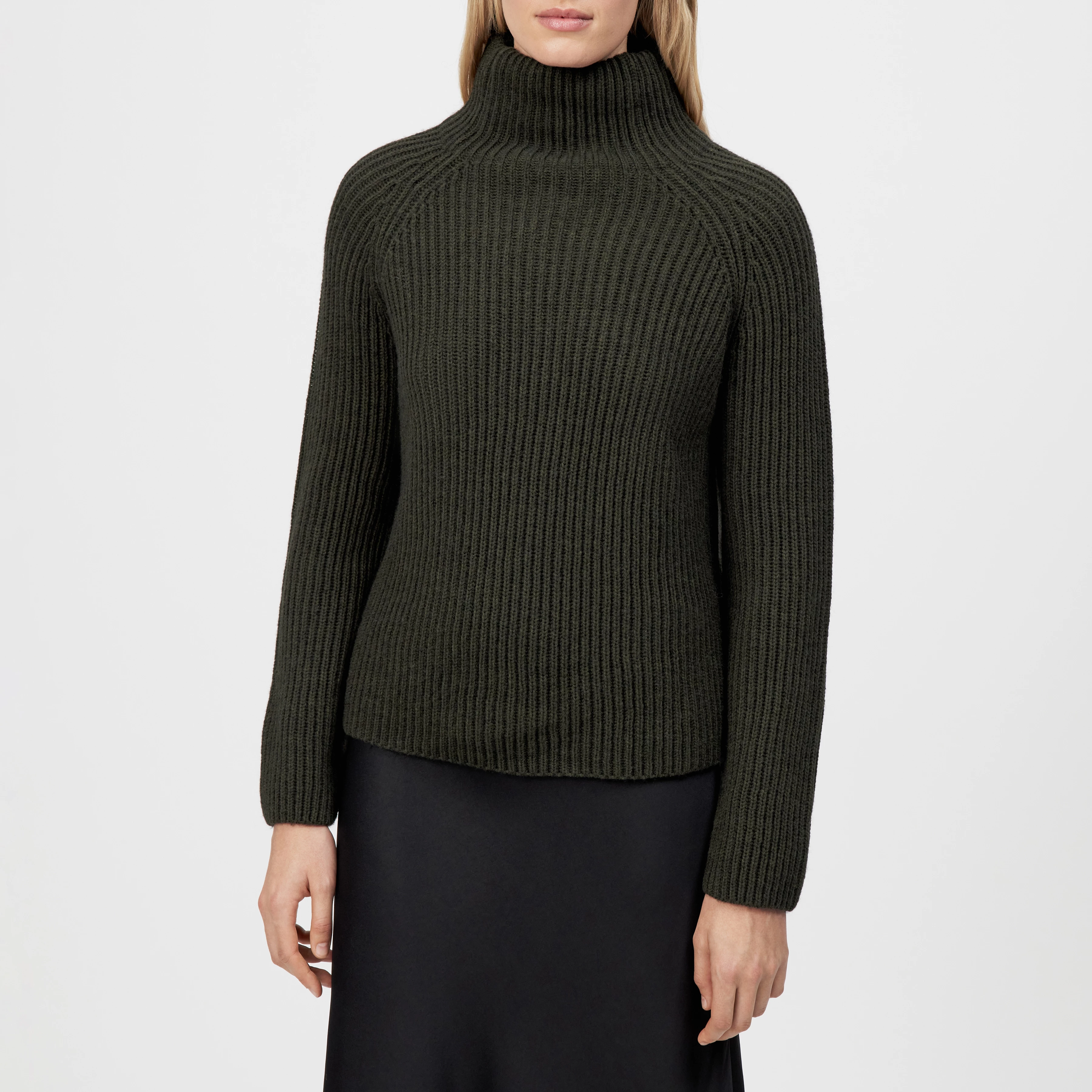 ARWEN - Pull à col roulé en laine et alpaga - women - vert - Frontansicht