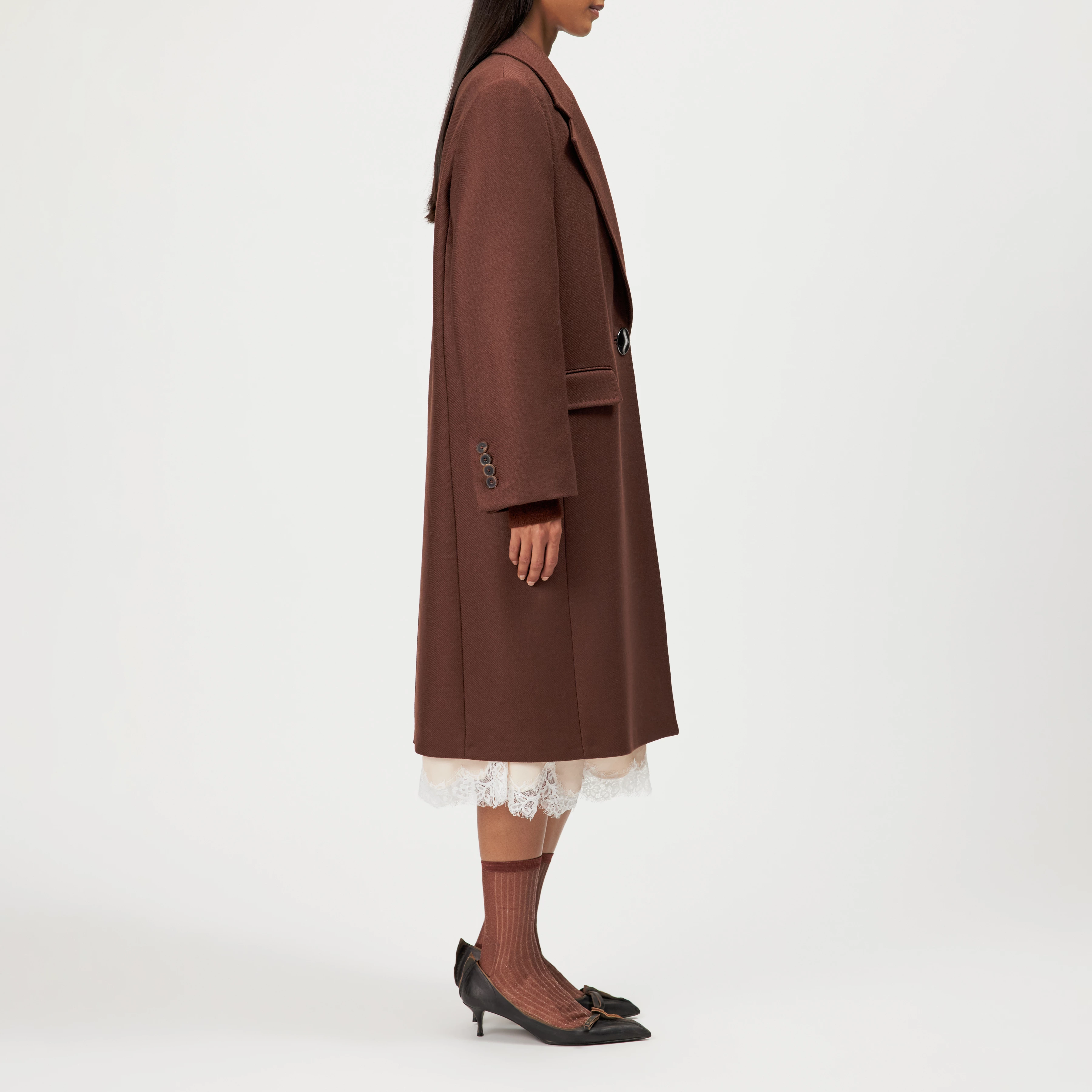 WALDRON_1 - Oversized virgin wool coat - women - brown - Seitenansicht