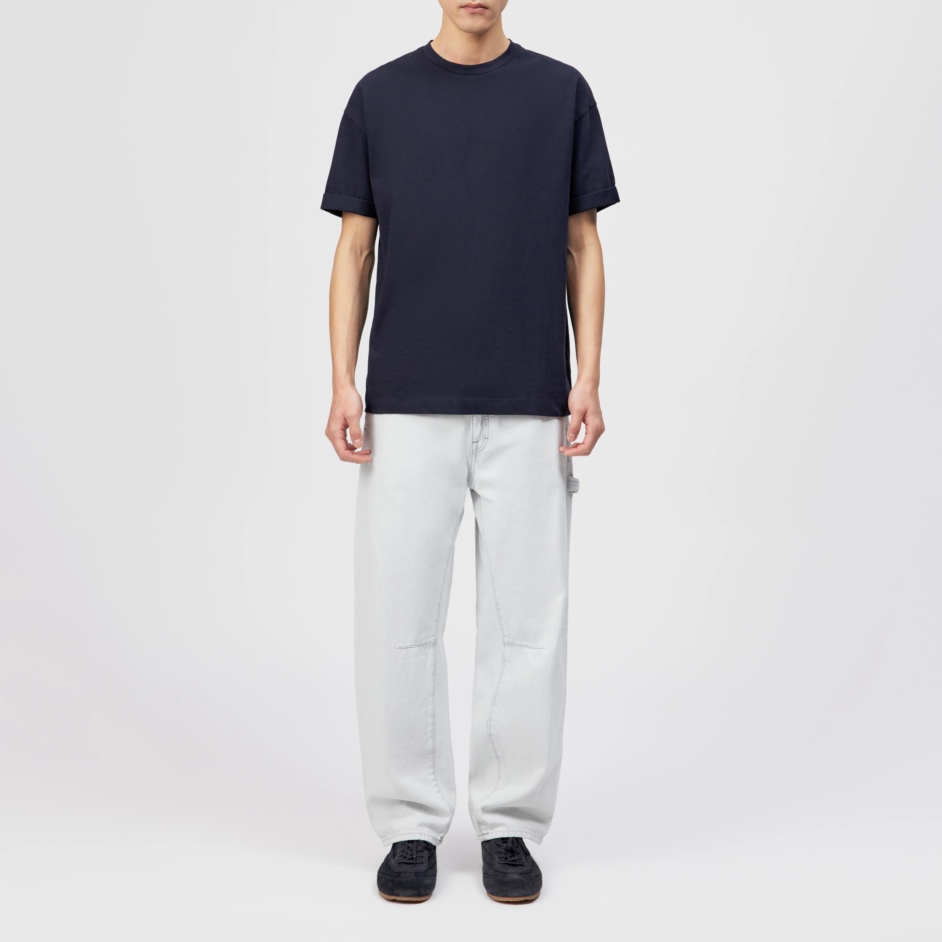 THILO - T-shirt coupe décontractée en pur coton - men - bleu - Ganzkörper-Frontansicht