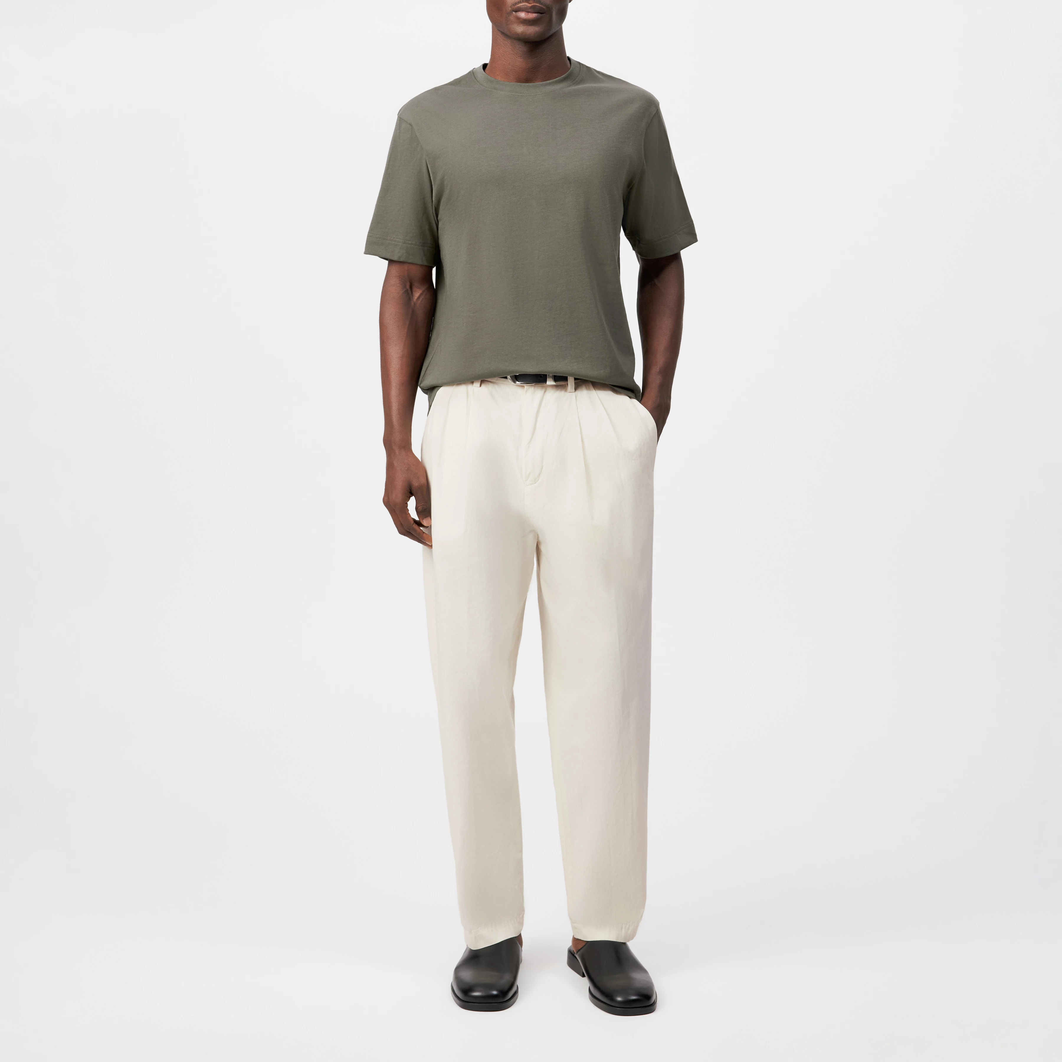 MARYKO - Tailored cotton-twill trousers - men - off white - Ganzkörper-Frontansicht