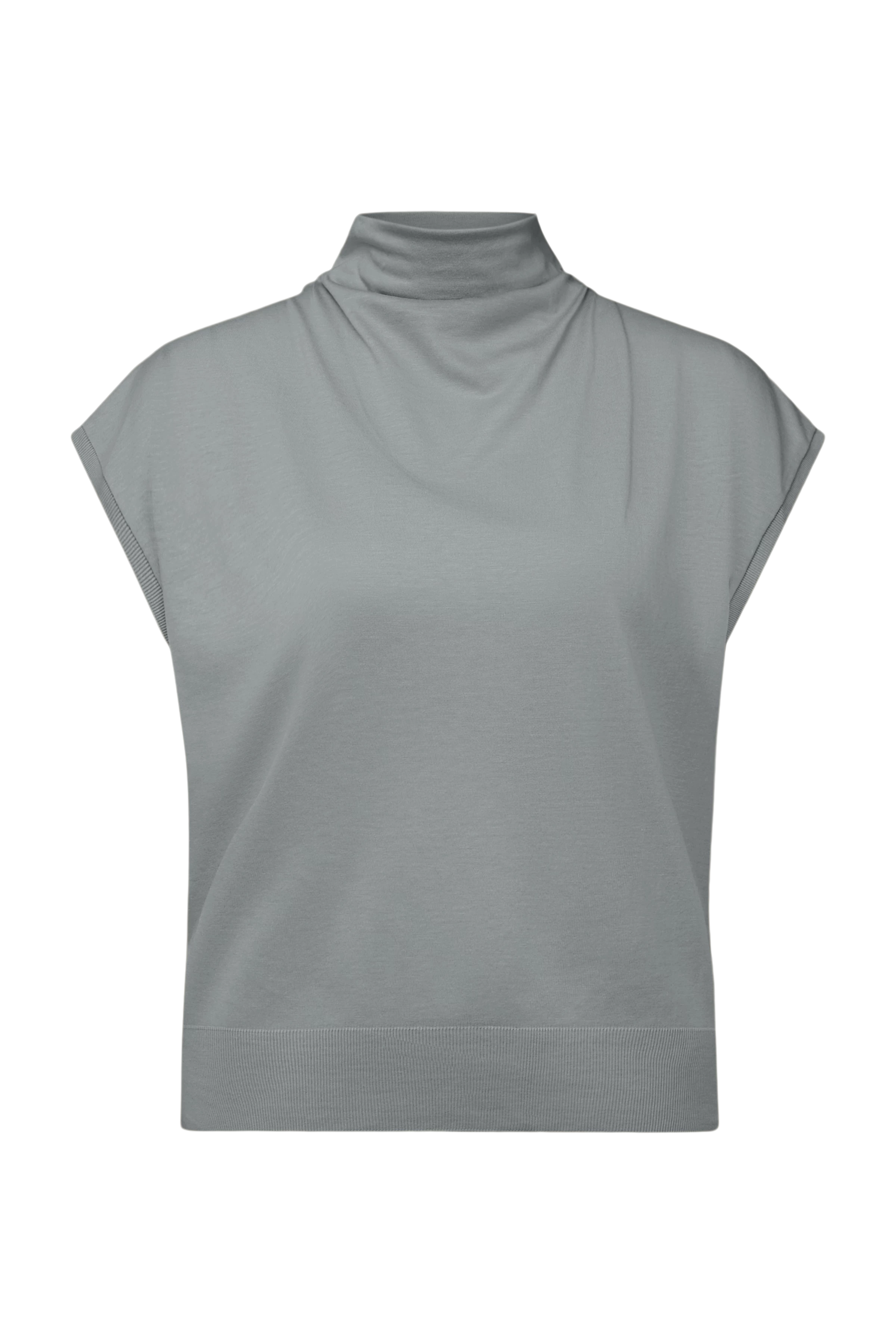 SOLEMNO - T-shirt with cowl neck in lyocell blend - women - green - Freisteller Frontansicht