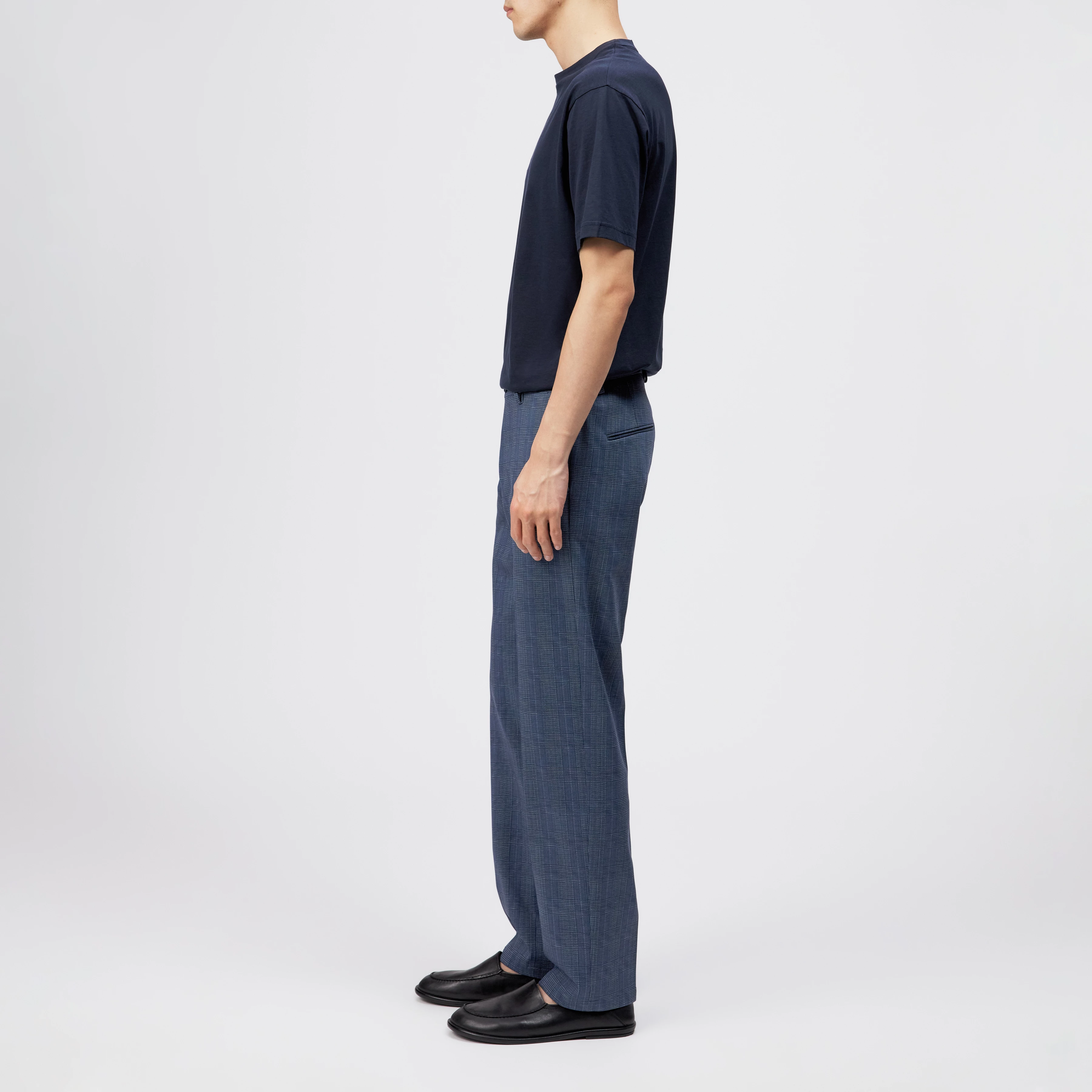 AJEND_RGLR - Op maat gemaakte geruite jersey broek - heren - blauw - Seitenansicht