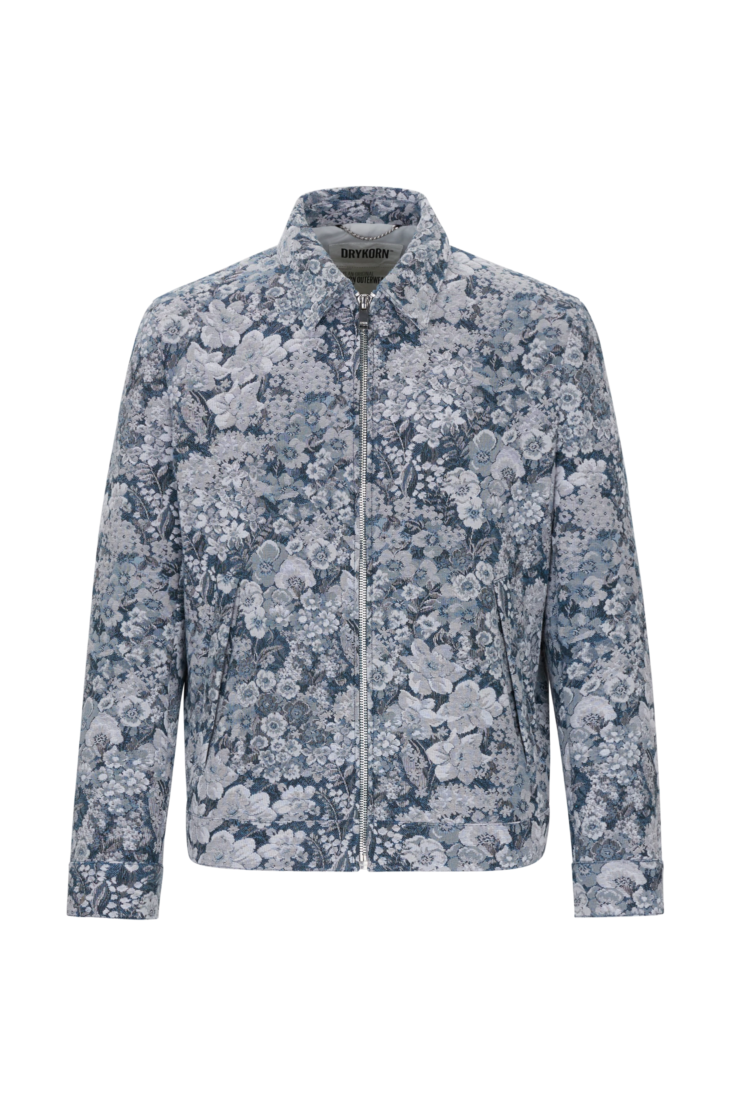 RIKKA - Blouson Jacke in Blumen Jacquard - Herren - blau - Freisteller Frontansicht