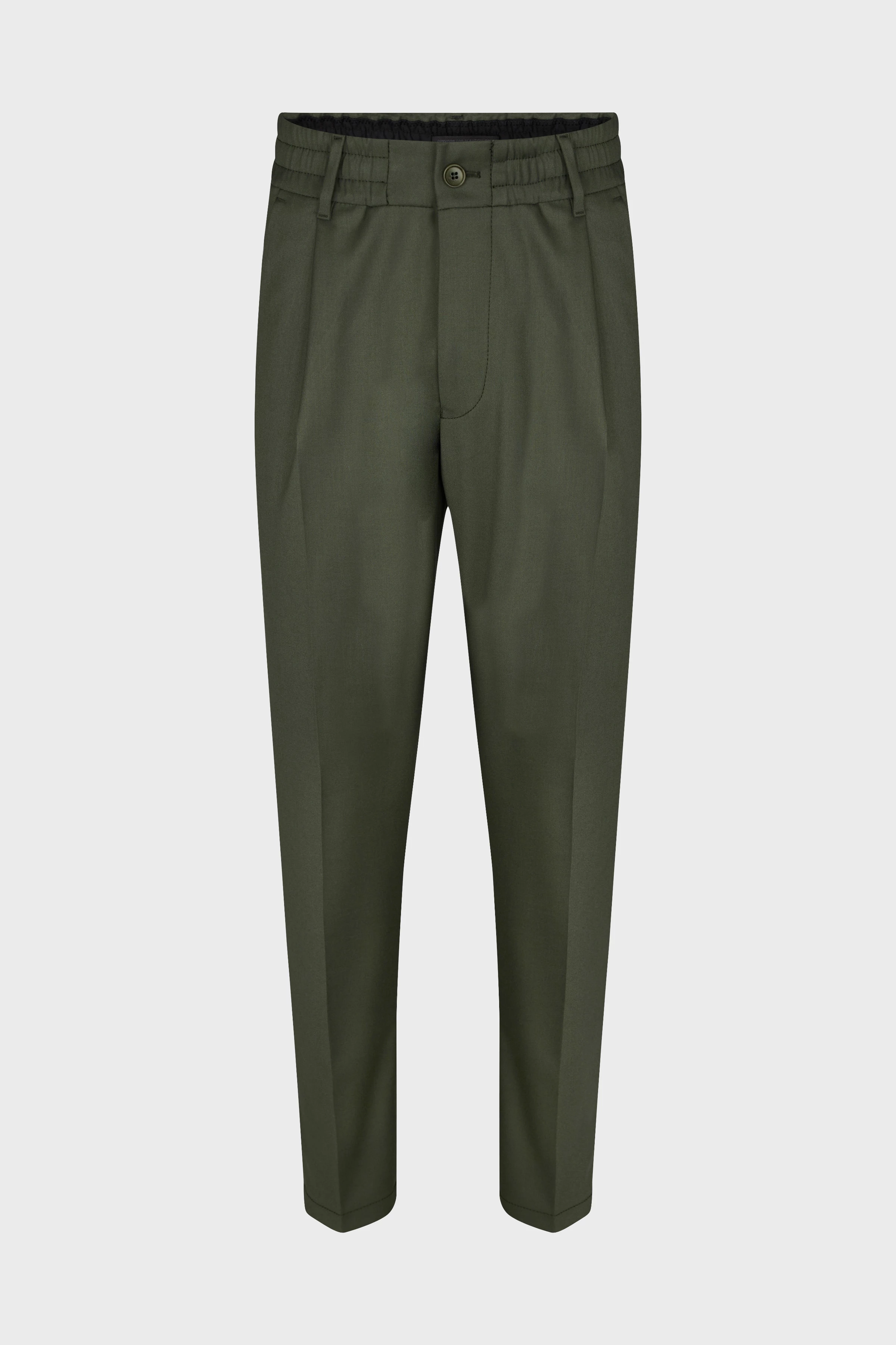 CHASY - pleated casual trousers in soft flannel - men - green - Freisteller Frontansicht