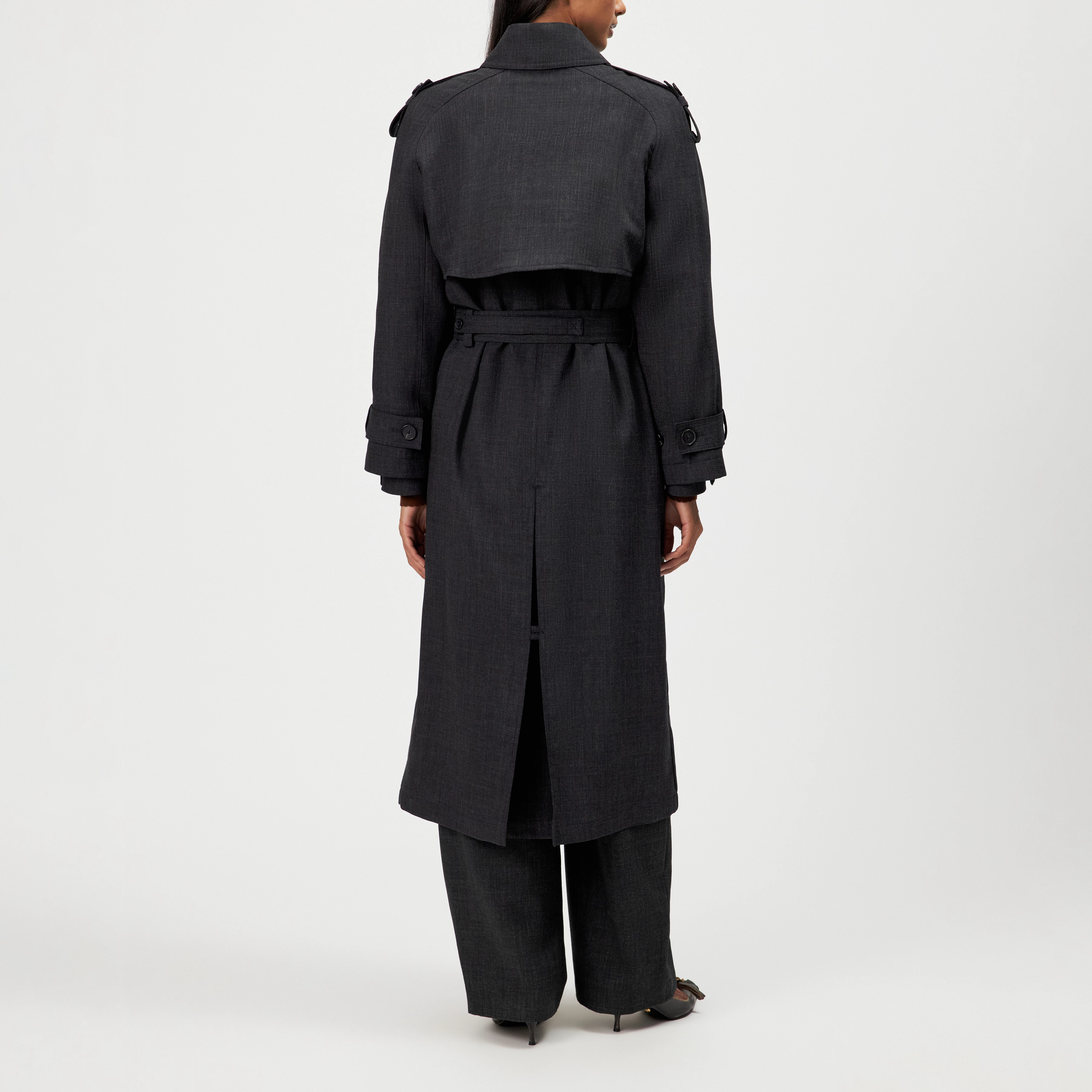 PEPLOW - Pure new wool trench coat - women - grey - Rückansicht