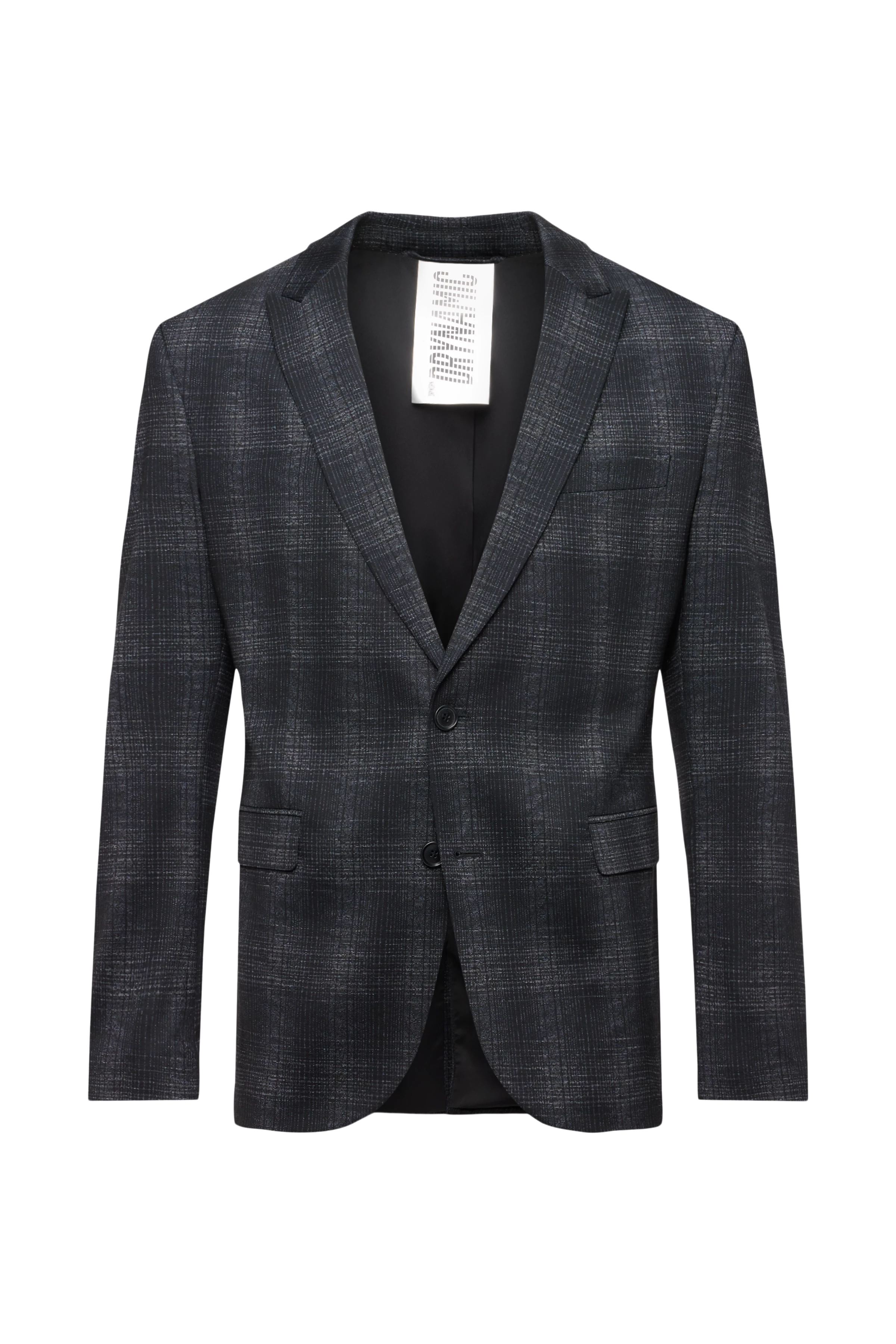 LONEST - Sporty slim fit jacket in jersey with check - men - grey - Freisteller Frontansicht