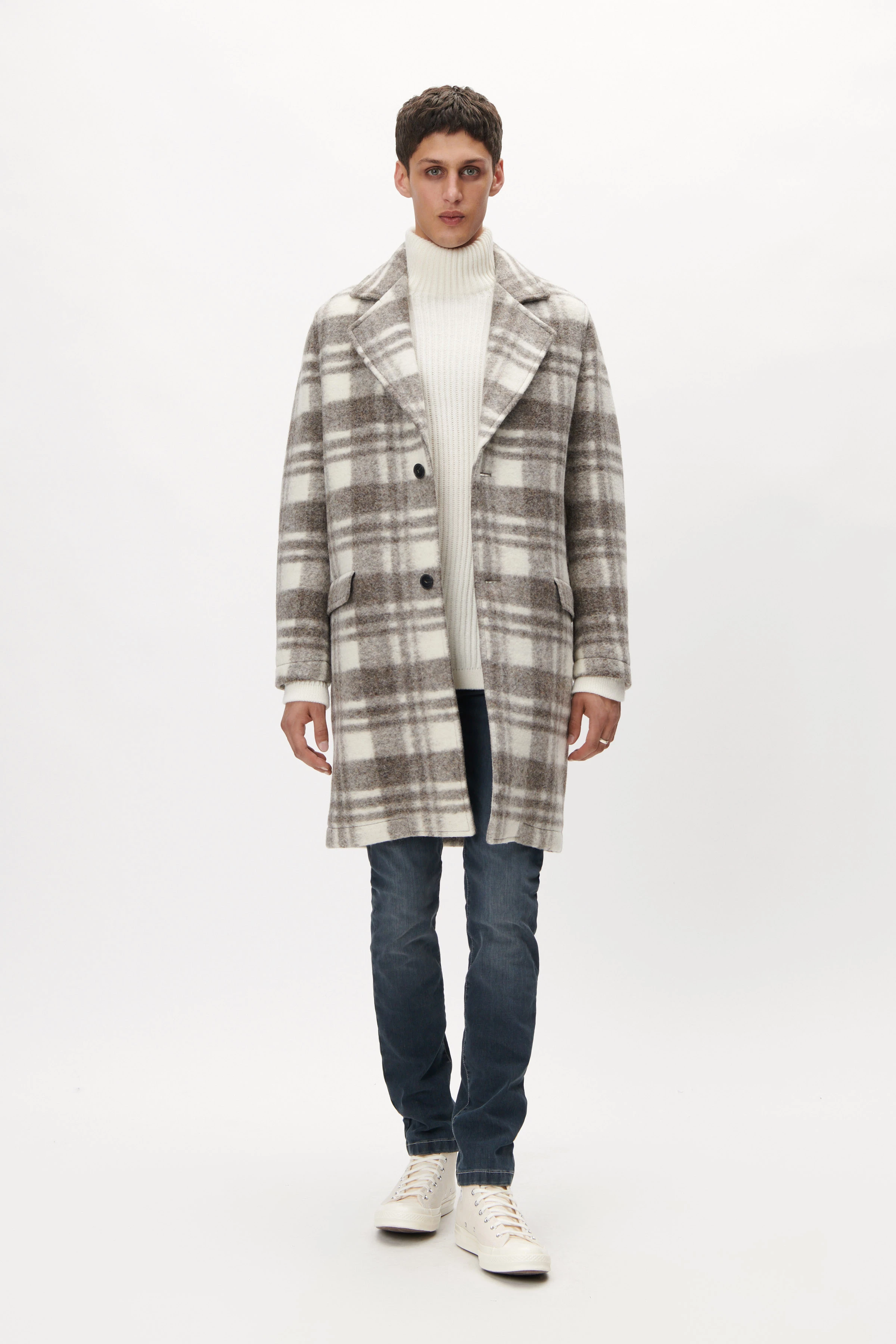 SOLANO - Stirck-Jersey Reversmantel - Herren - braun - Ganzkörper-Frontansicht