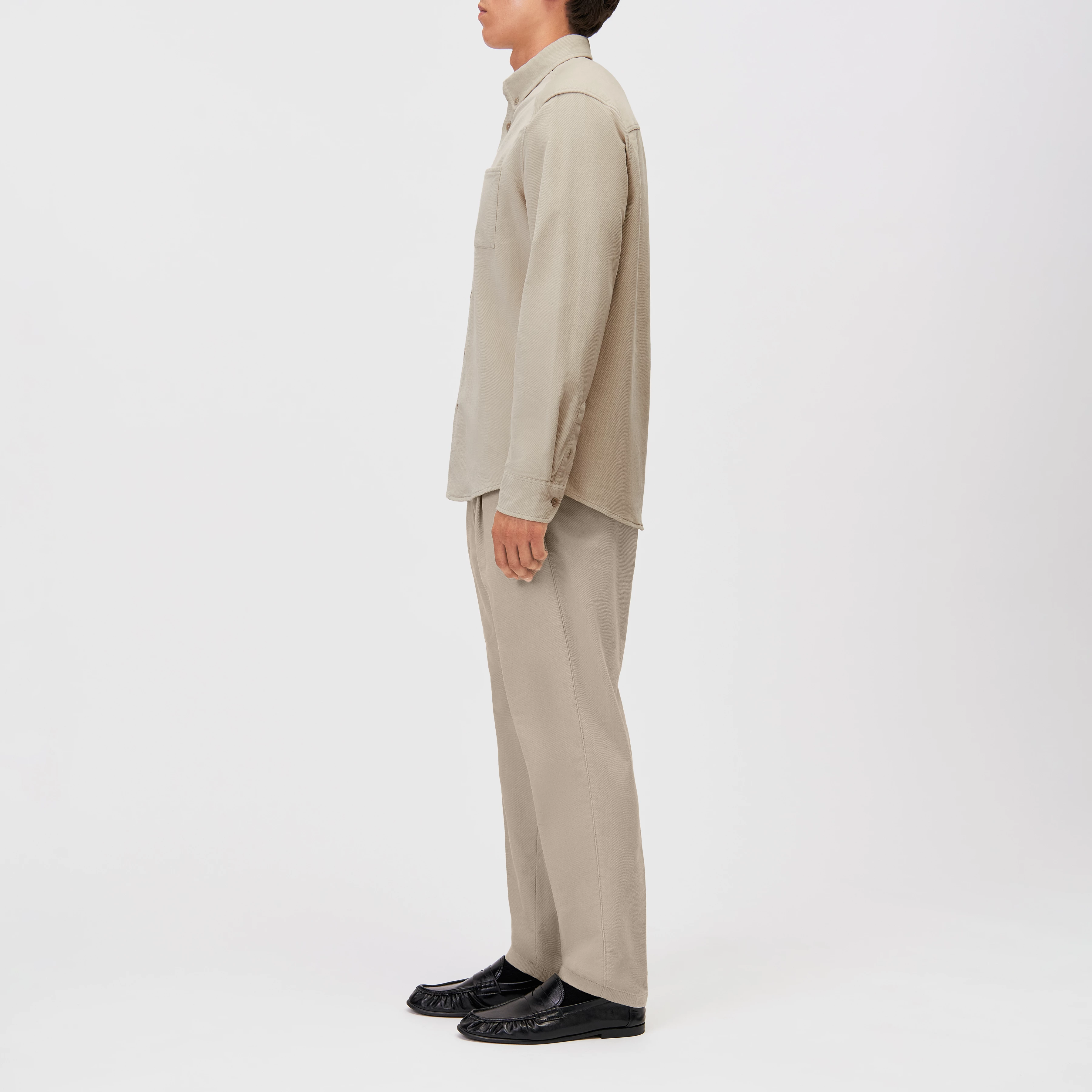 LIET_3 - Button-Down Hemd in Samt-Optik - Herren - beige - Seitenansicht