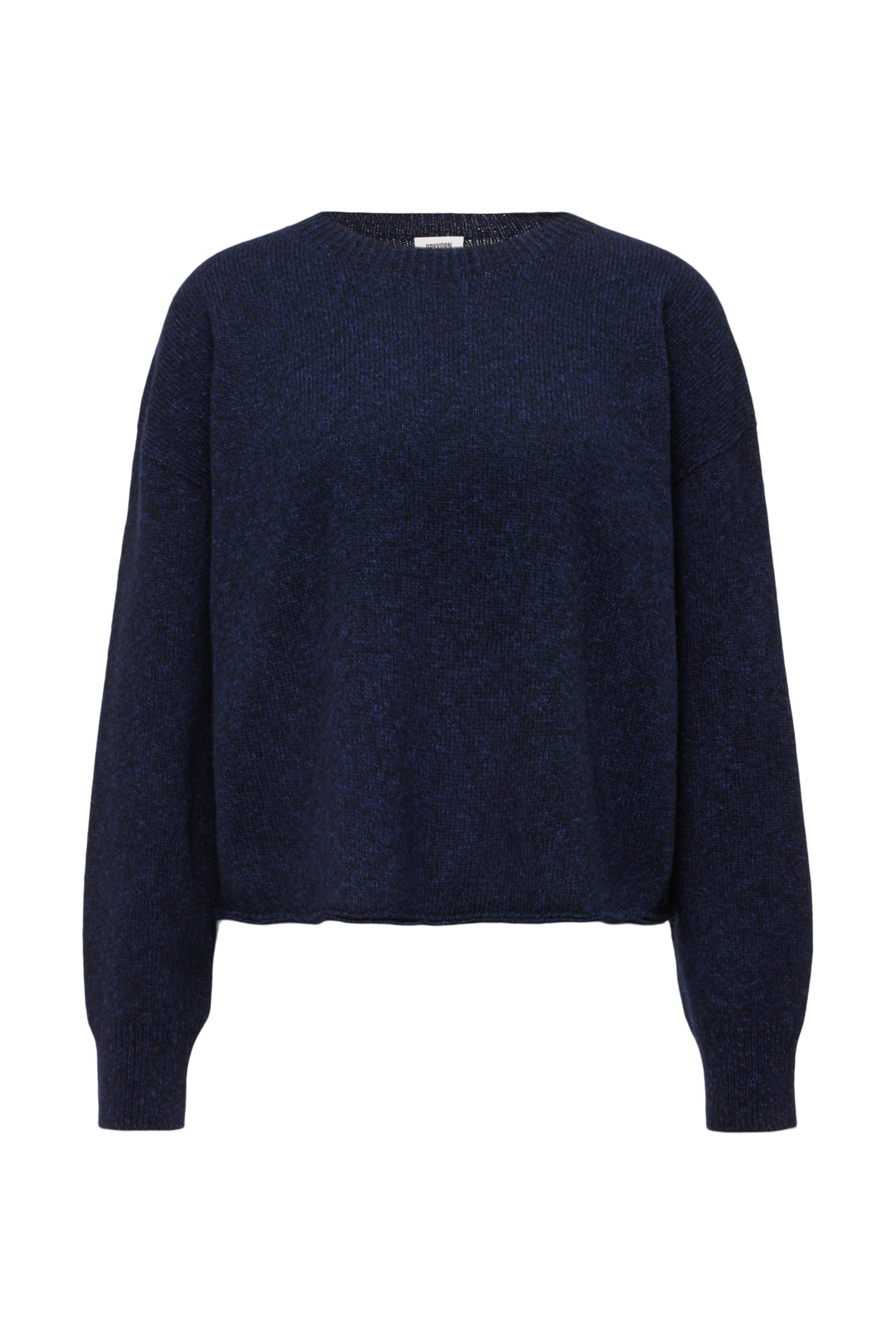 MALESE - Verkürzter Pullover in Woll-Baumwollmix - Damen - blau - Freisteller Frontansicht