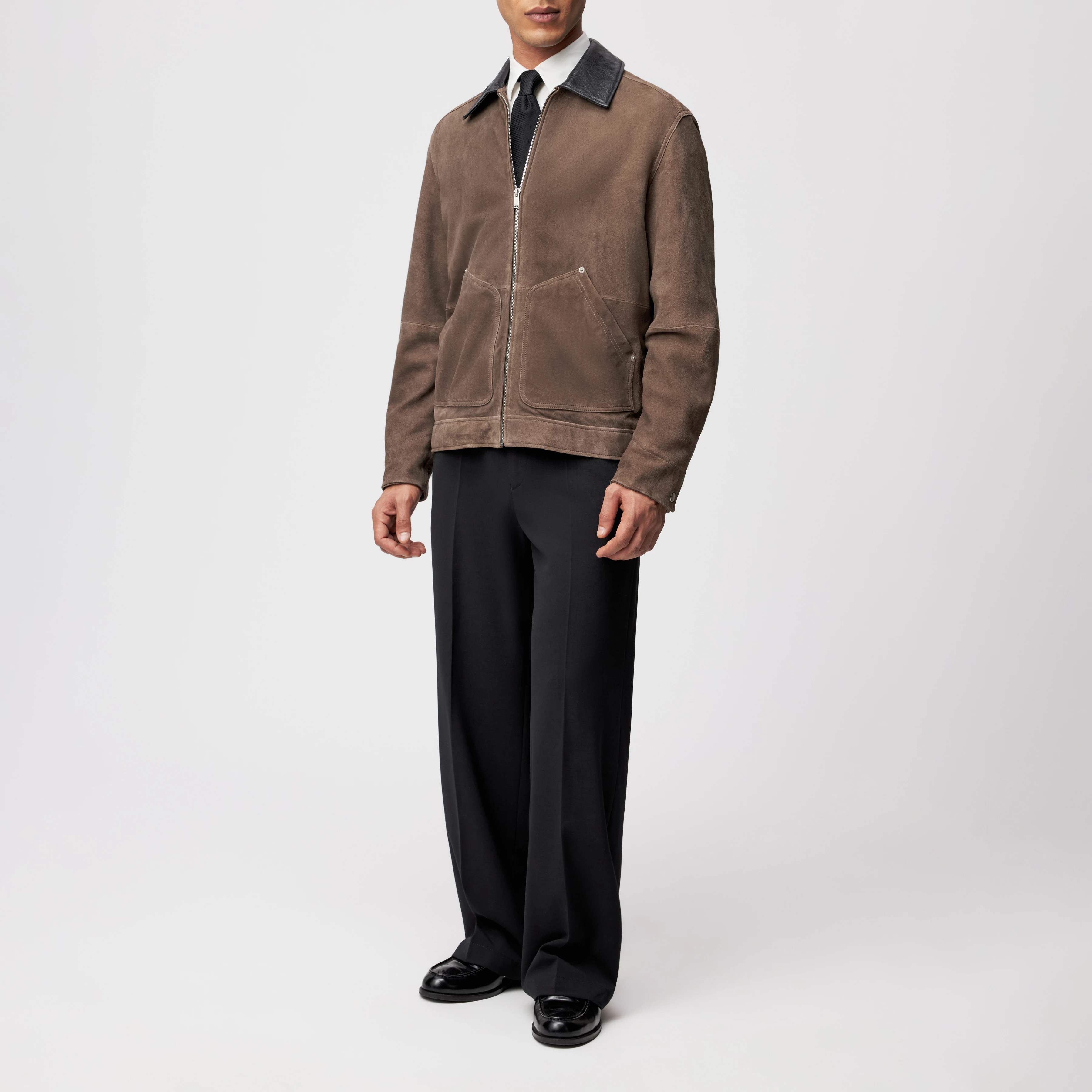 RIKALO_2 - Workwear Jacke in Velours Leder - Herren - braun - Ganzkörper-Frontansicht