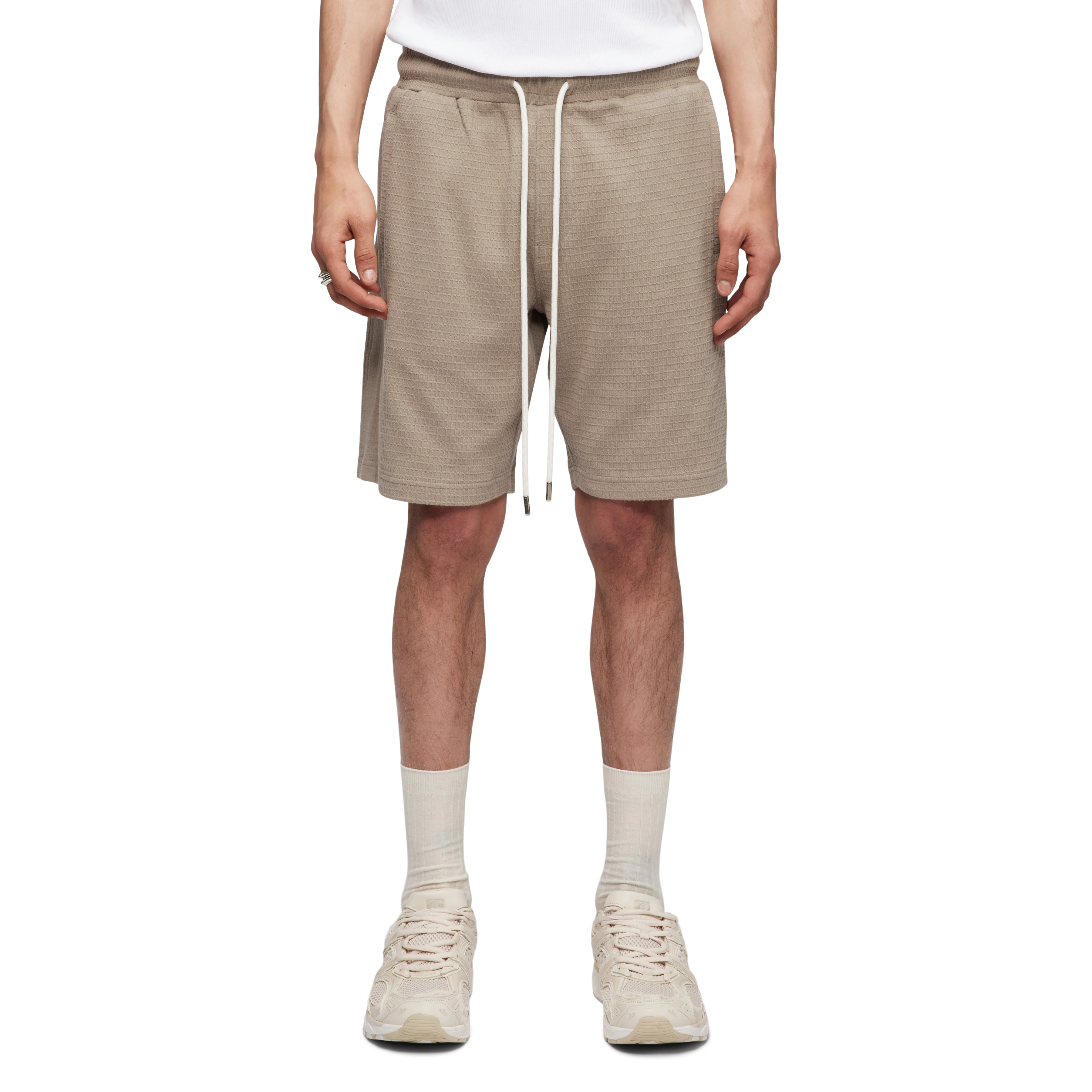 BRIKKO - Short casual en structure gaufrée - men - beige - Frontansicht
