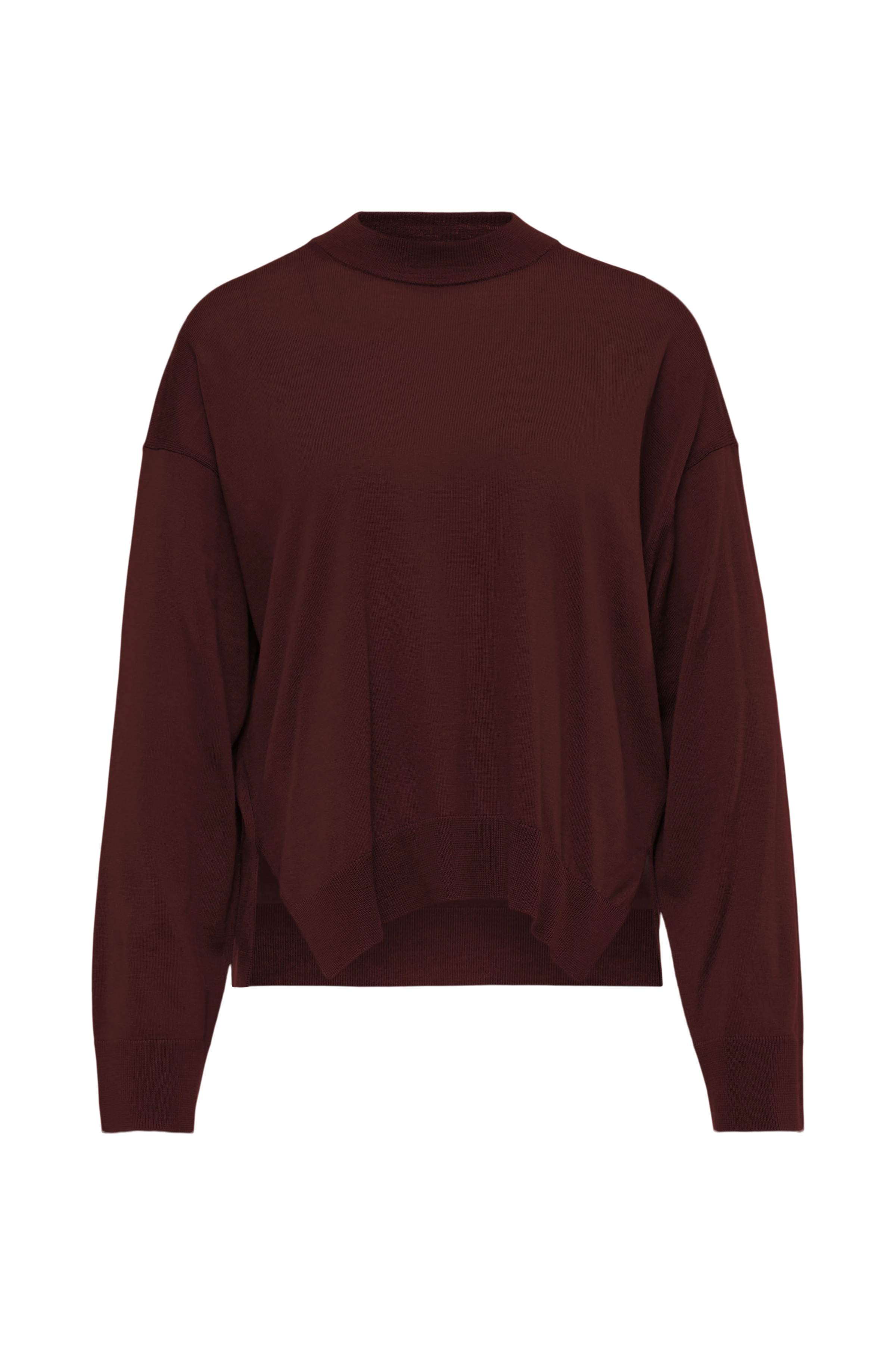 LIZIELA - Pull à col rond en laine mérinos fine - women - rouge - Freisteller Frontansicht