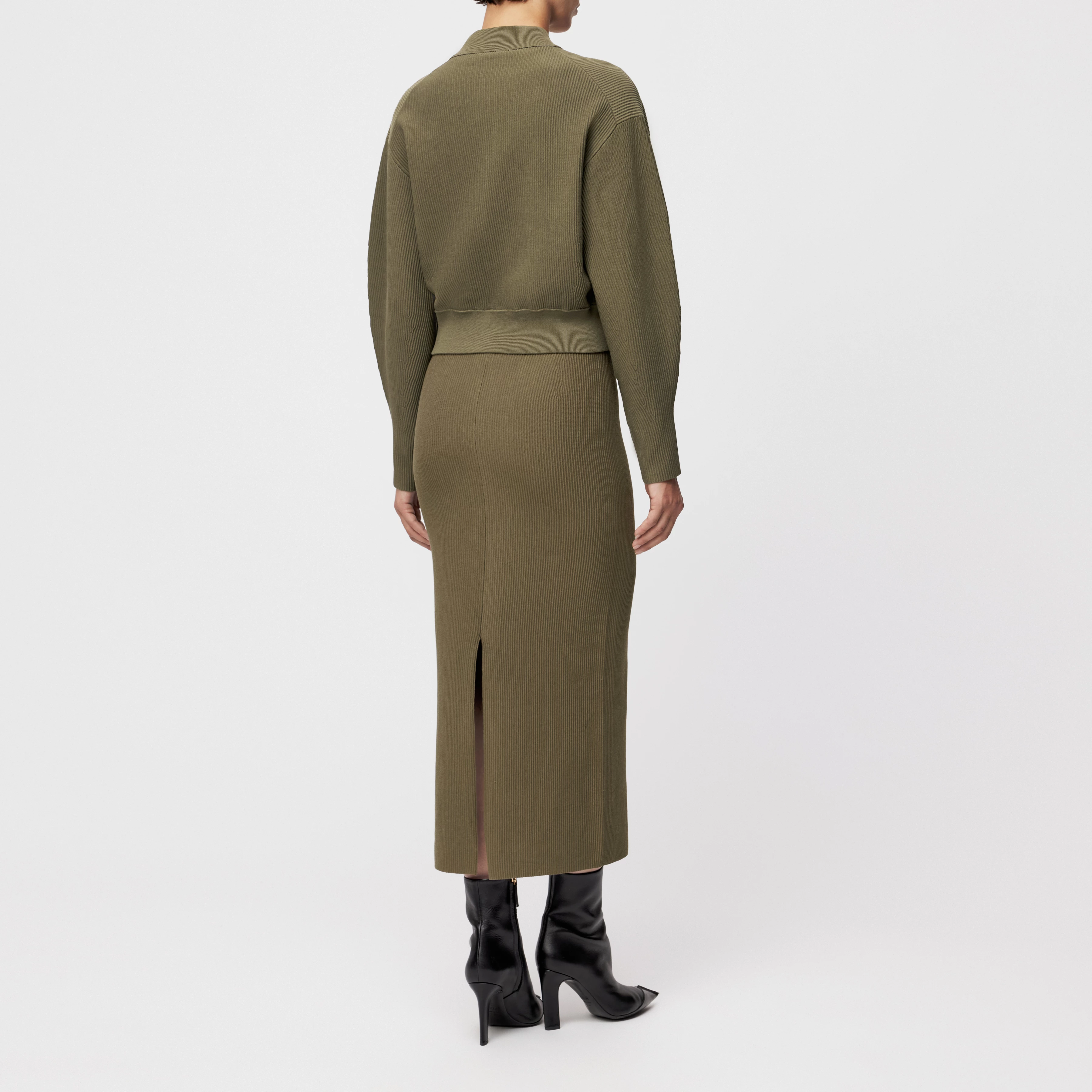 PHILOMENIA - Strick-Blouson in Baumwollstruktur - Damen - grün - Rückansicht