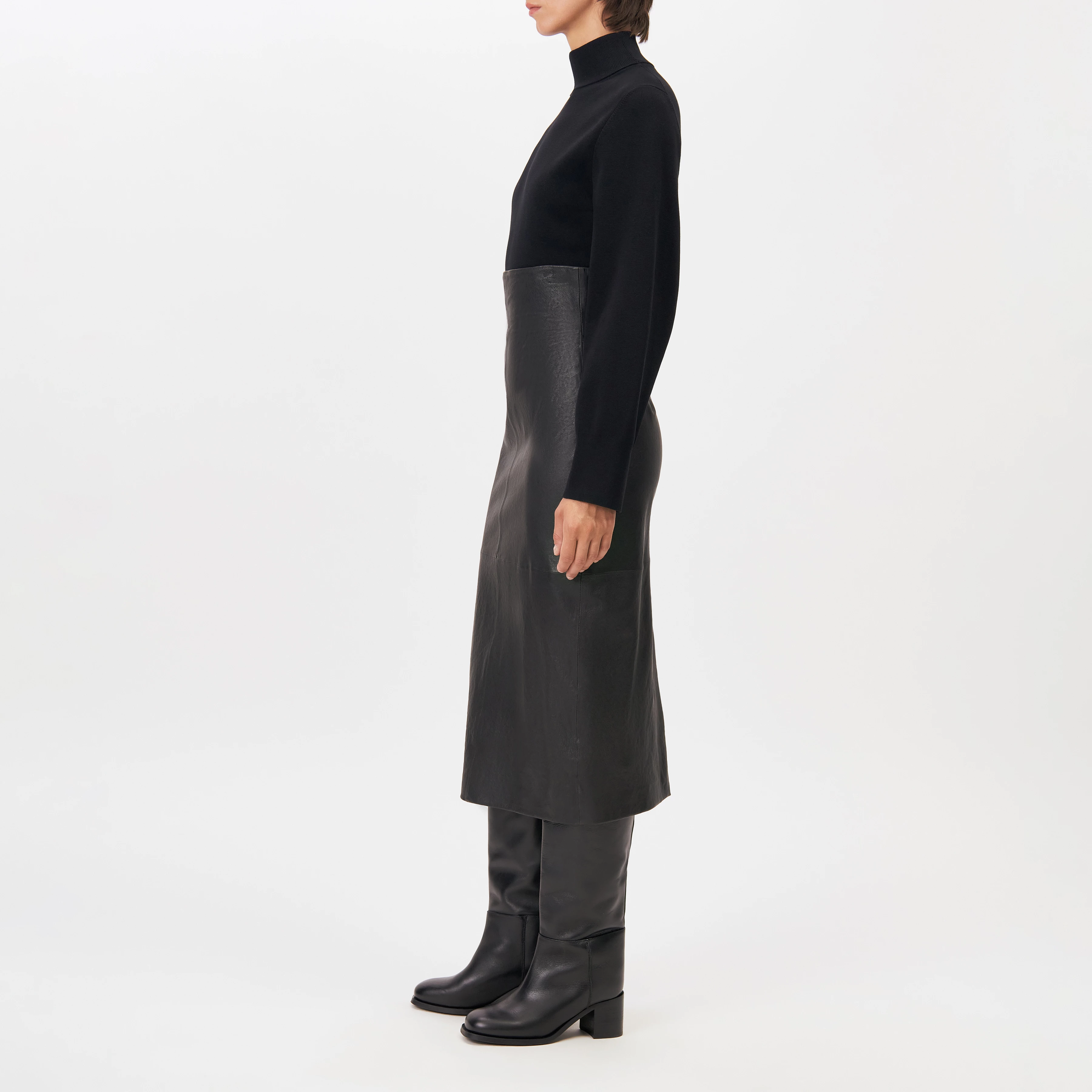 MERCELLA - Cropped cotton polo neck jumper - women - black - Seitenansicht