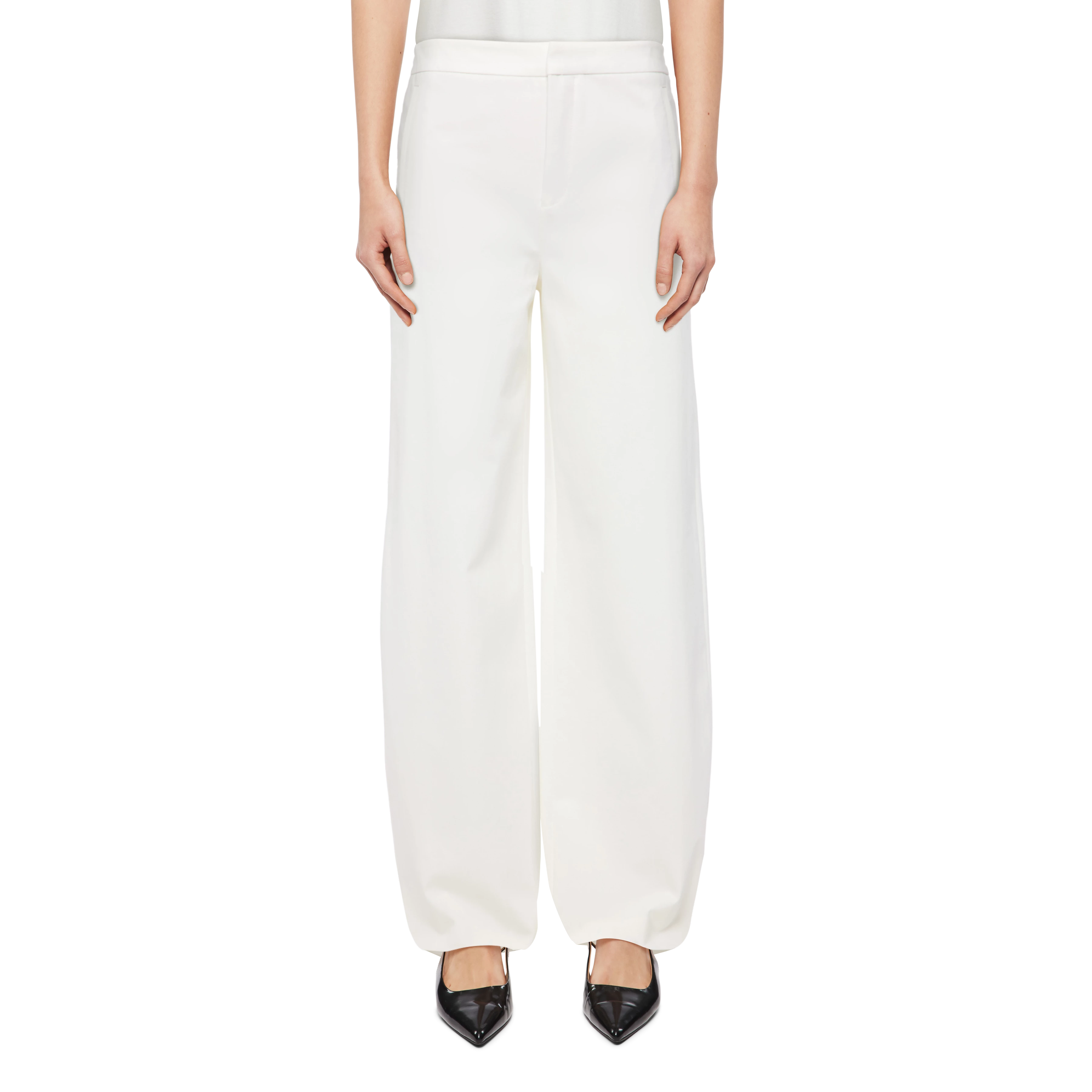 FAE_0 - Trousers with barrel leg in Punto Milano jersey - women - off white - Frontansicht