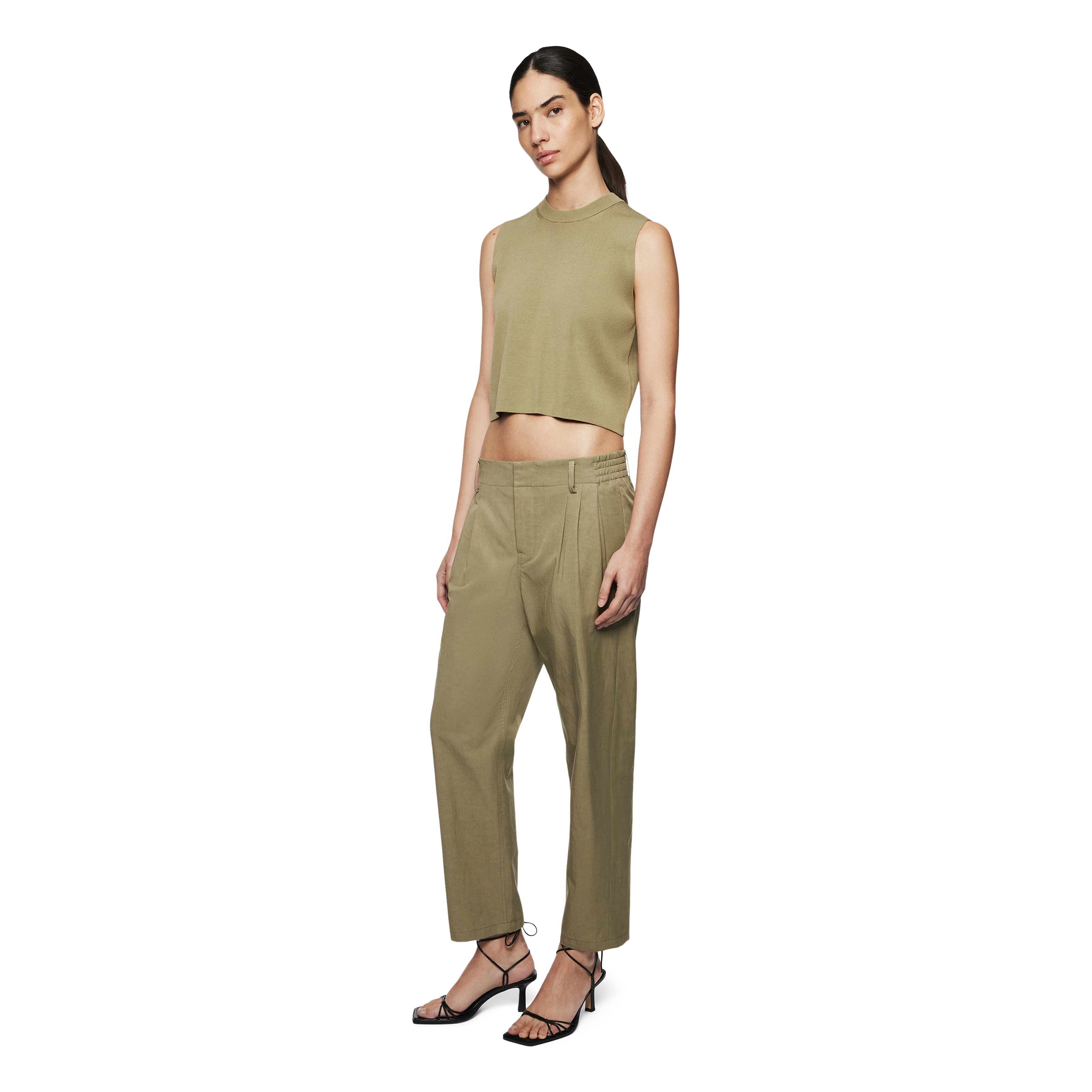 DISPATCH_0 - Pantalon à pinces en gabardine - women - vert - Seitenansicht