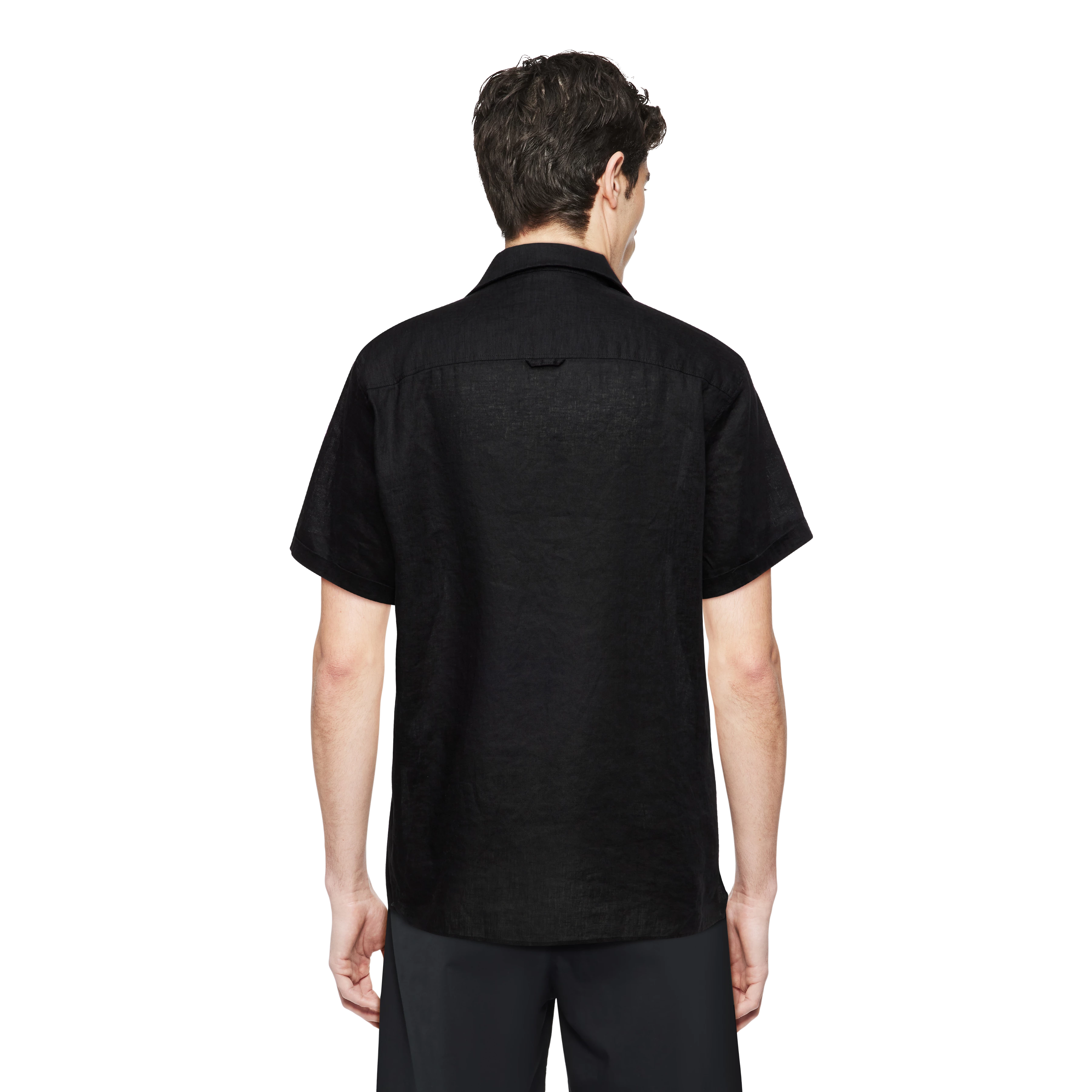 BIJAN_2 - Casual short-sleeved shirt in linen-cotton mix - men - Natural Aluminium - Rückansicht