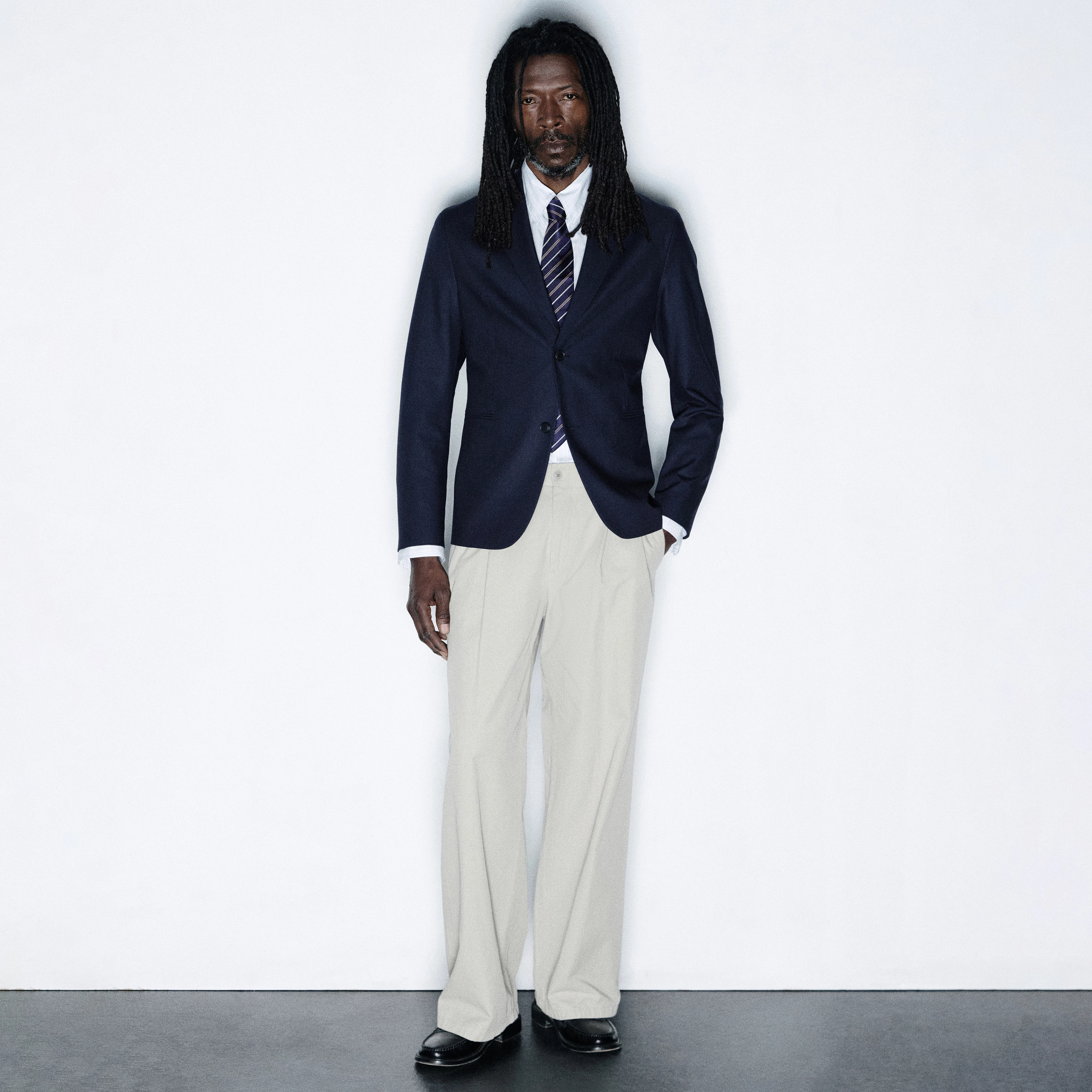 LEEK_WIDE - Relaxed fit pleated trousers in pure cotton - men - beige