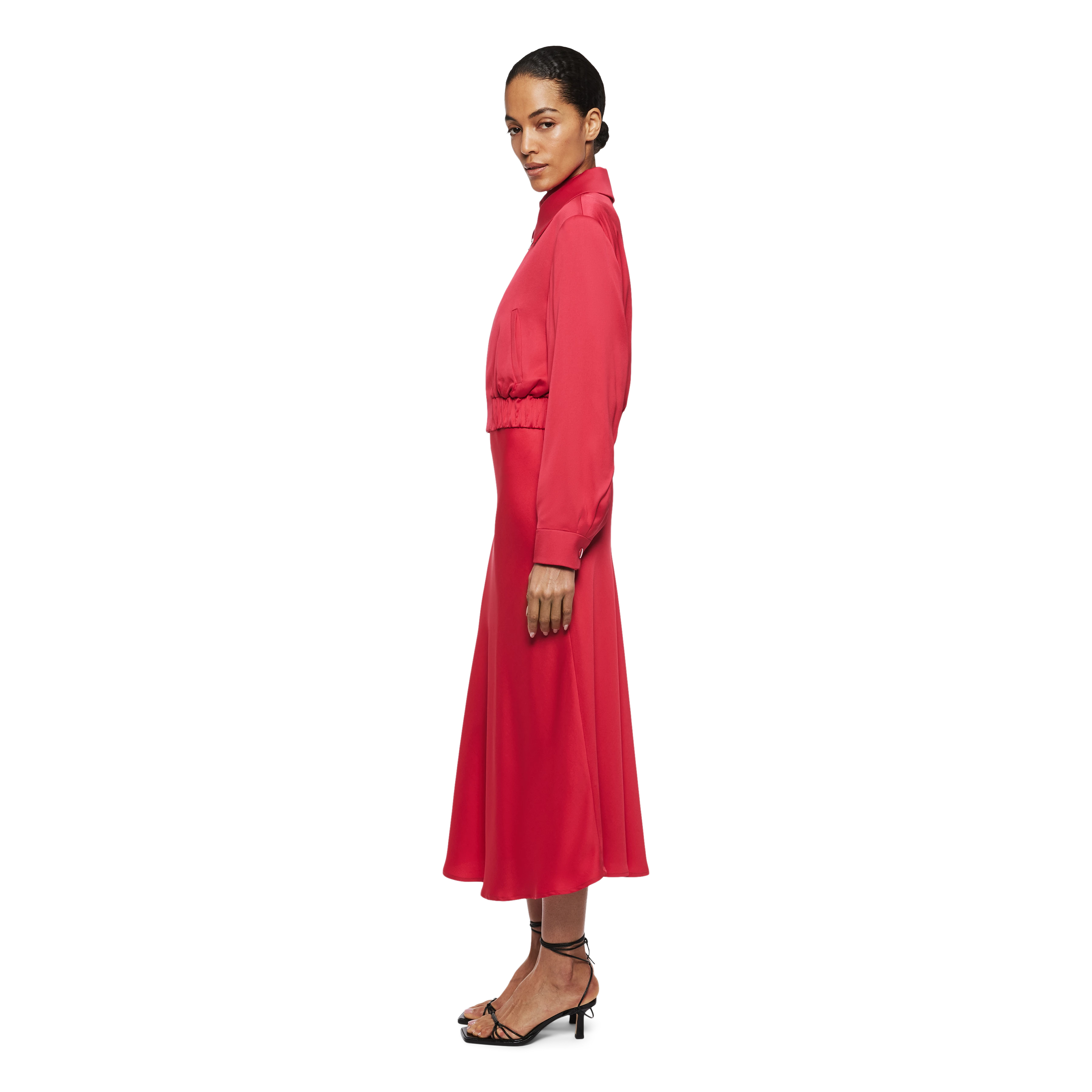 RADWAY - Blouson court en satin - women - rouge - Seitenansicht