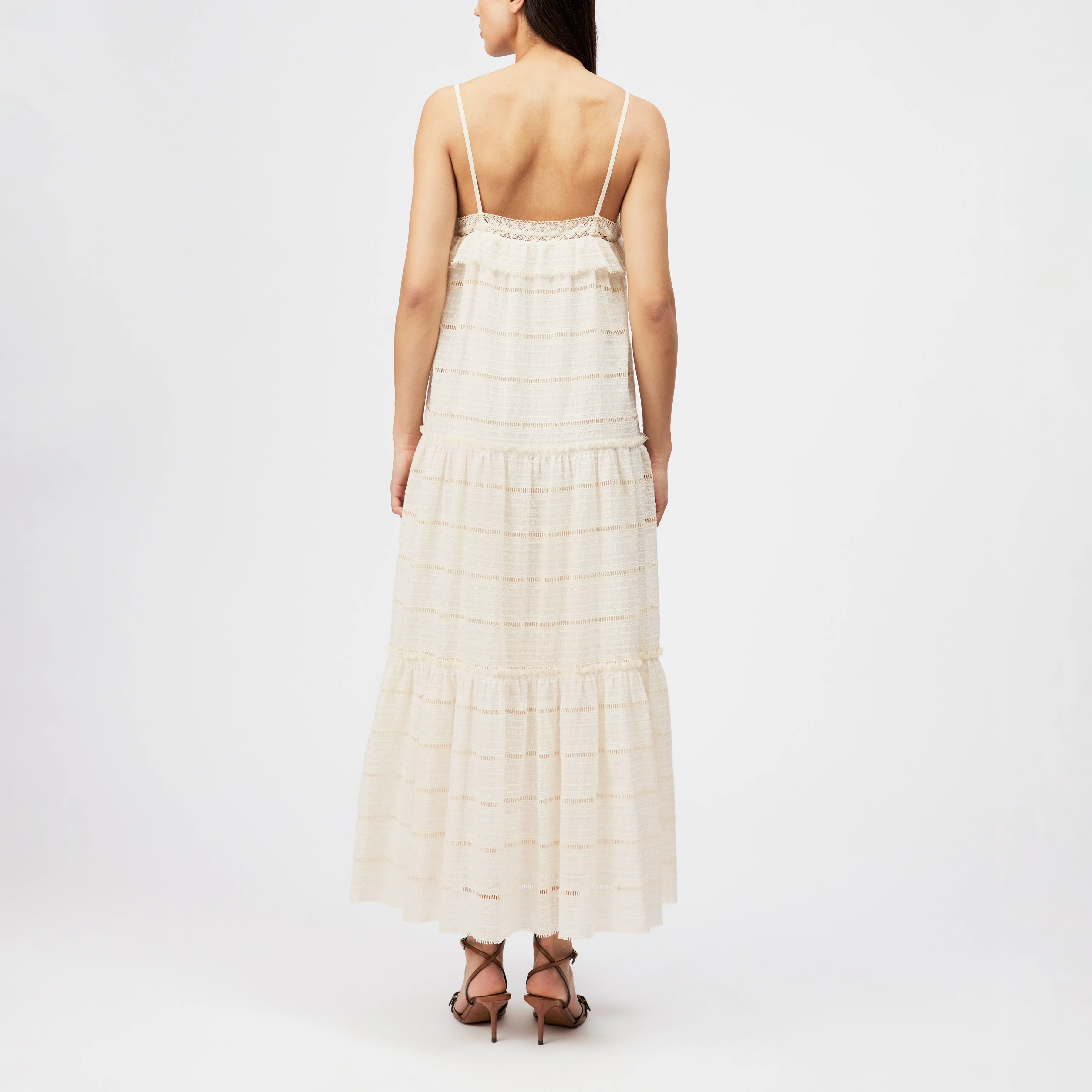 NIVELA - Cotton-silk maxi sundress - women - off white - Rückansicht