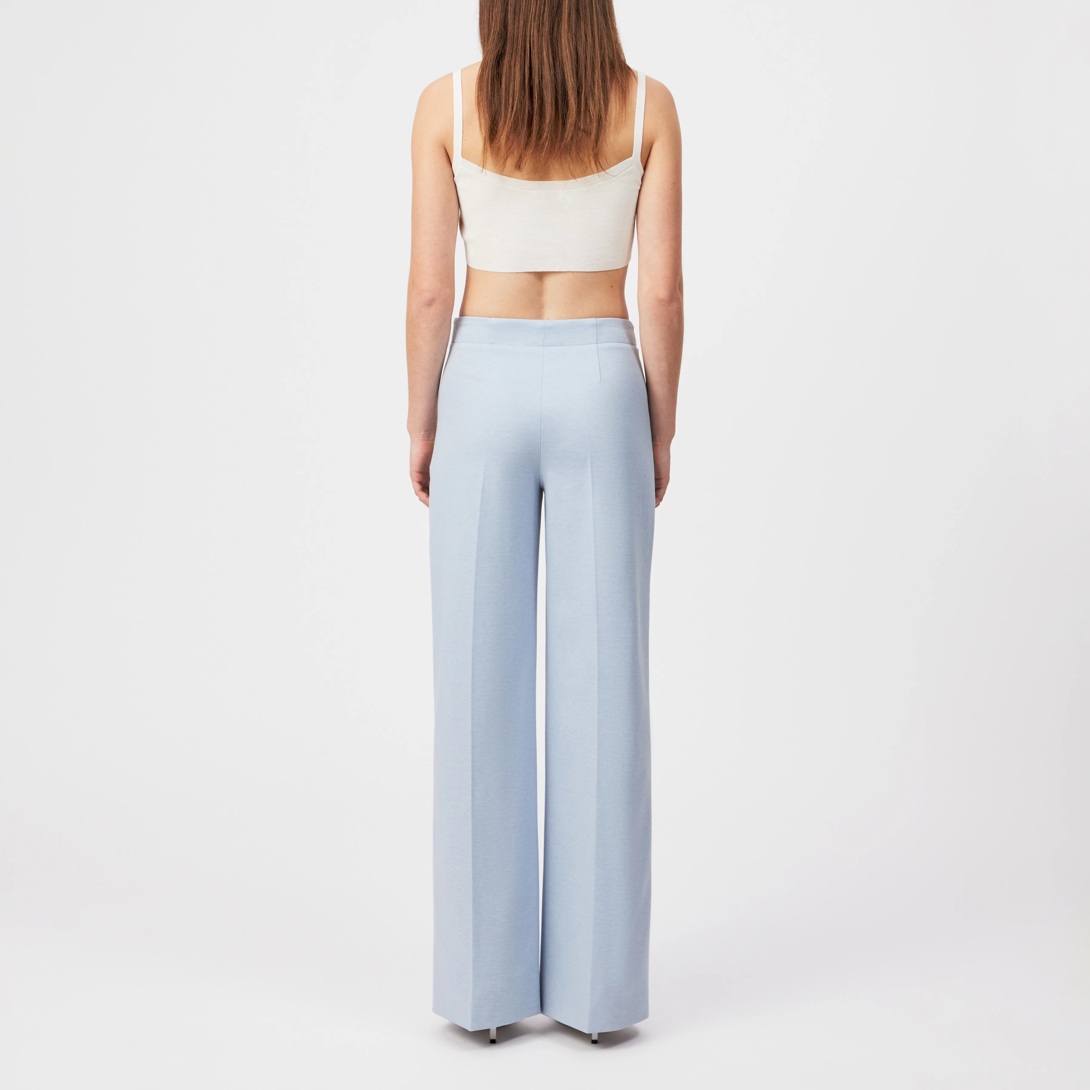 BEFORE - Patterned jersey palazzo trousers - women - blue - Rückansicht