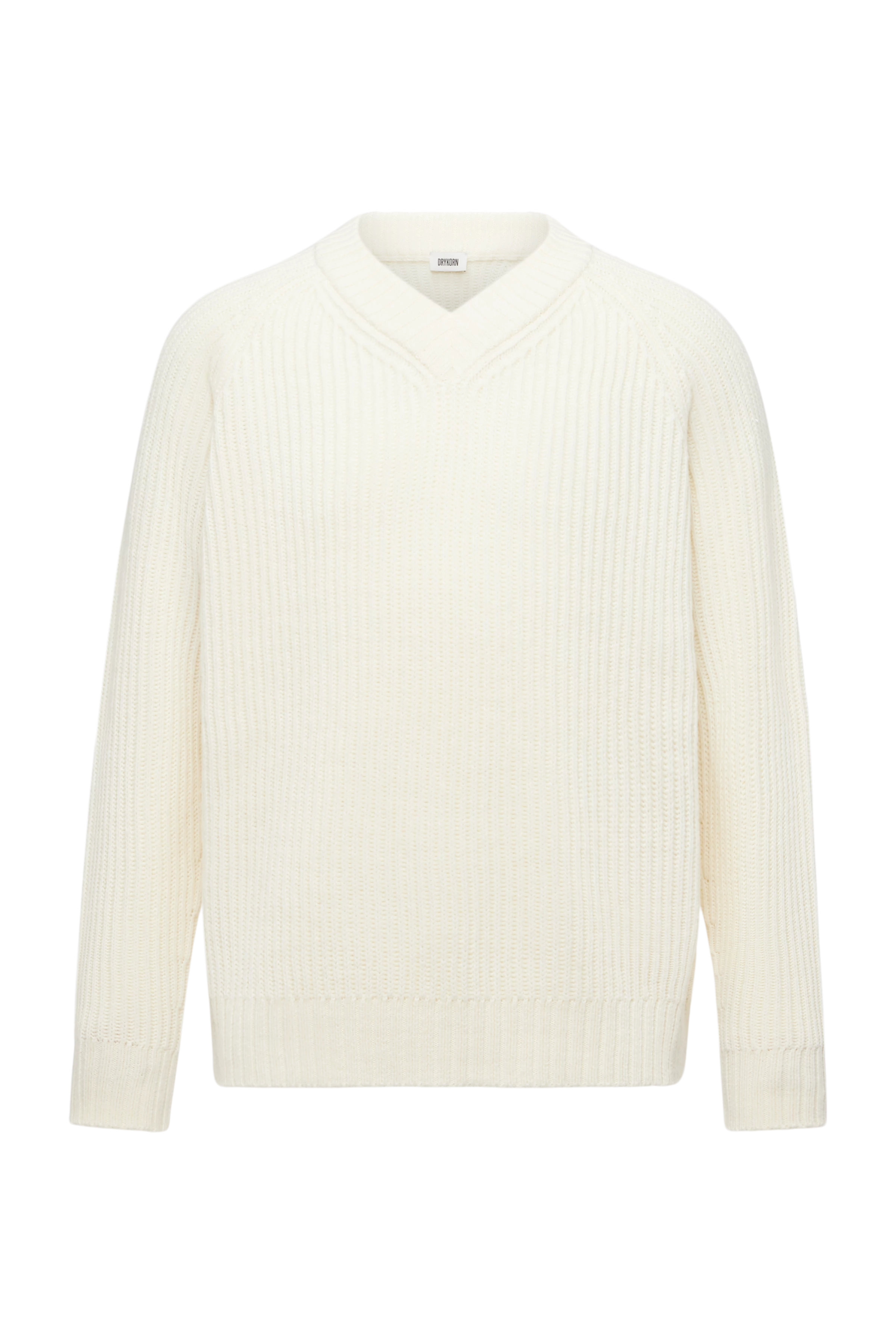 NUMIR - V-Neck Strickpullover in Woll-Alpakamix - Herren - off white - Freisteller Frontansicht