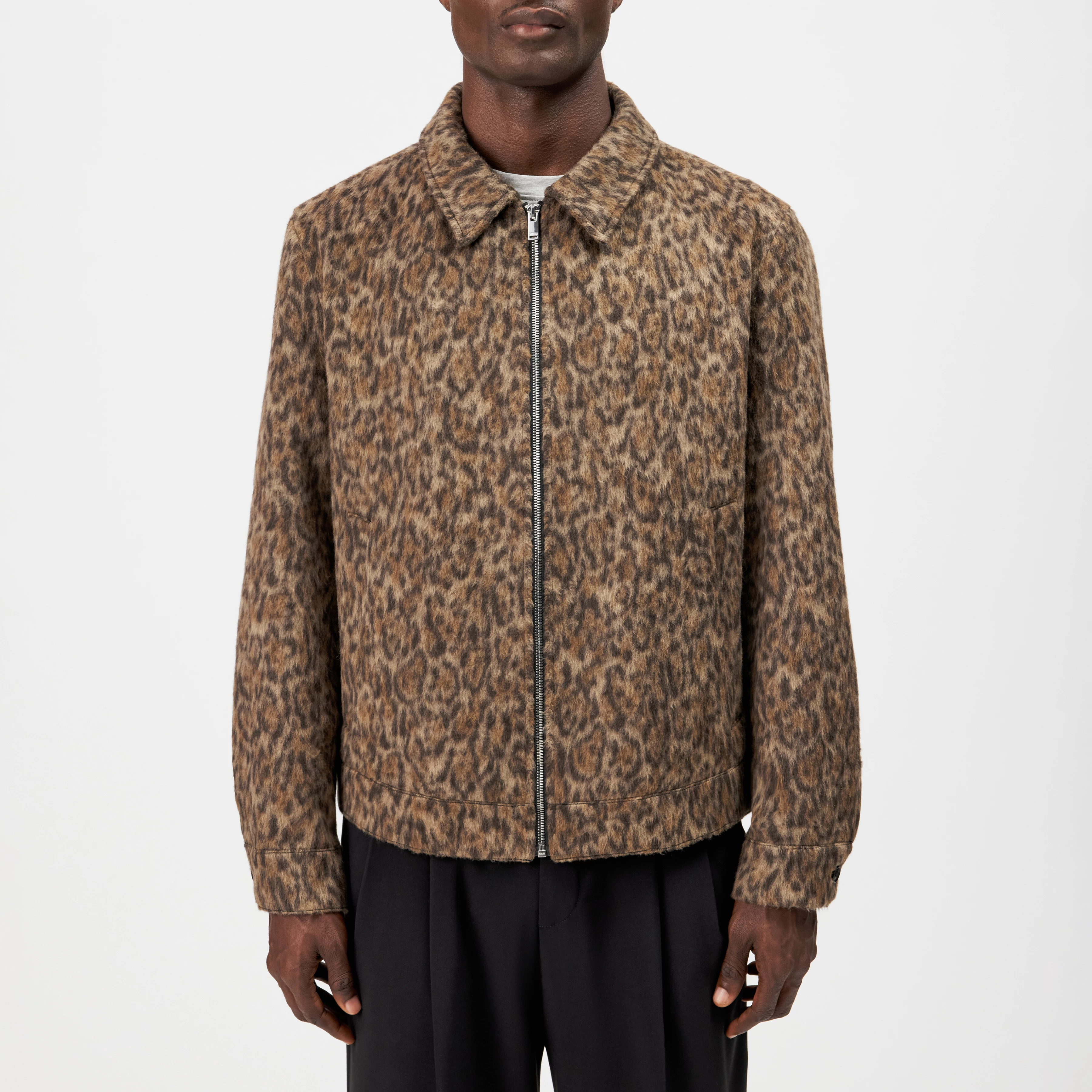 RIKKA_2 - Jacquard jacket with turn-down collar - men - brown - Frontansicht