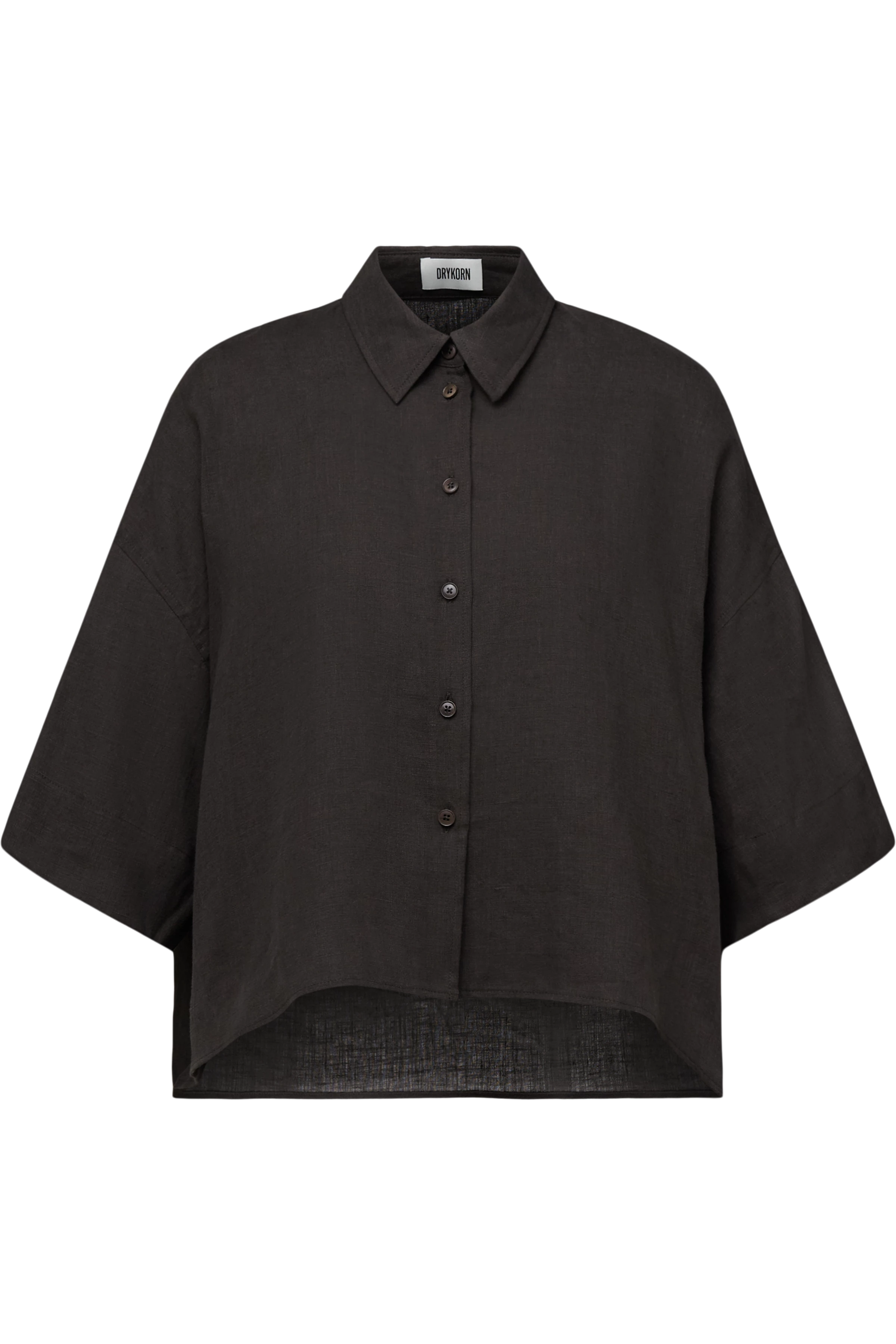 YARIKA - Boxy shirt blouse in linen - women - brown - Freisteller Frontansicht