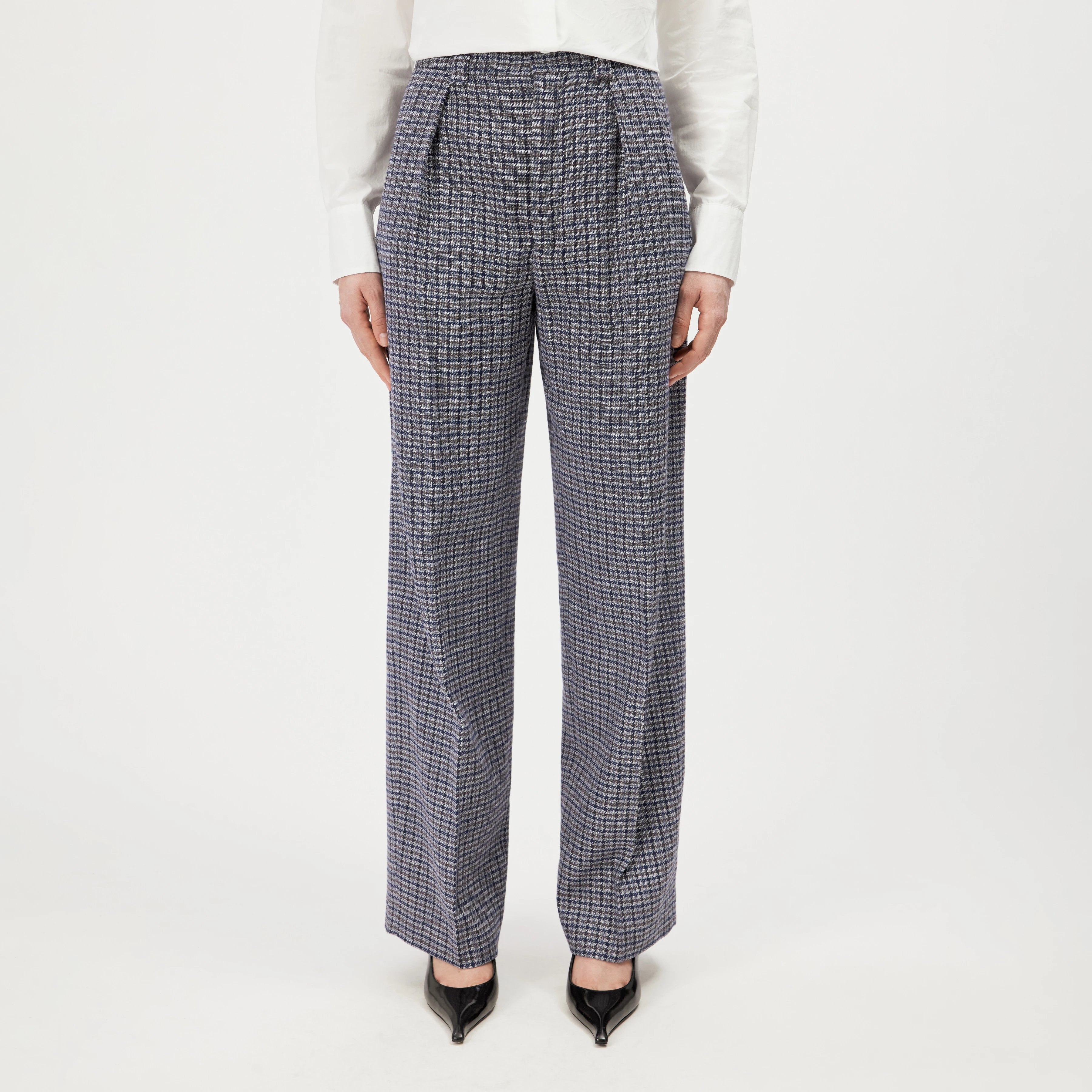ADUCT - Straight leg tailored trousers - women - blue - Frontansicht