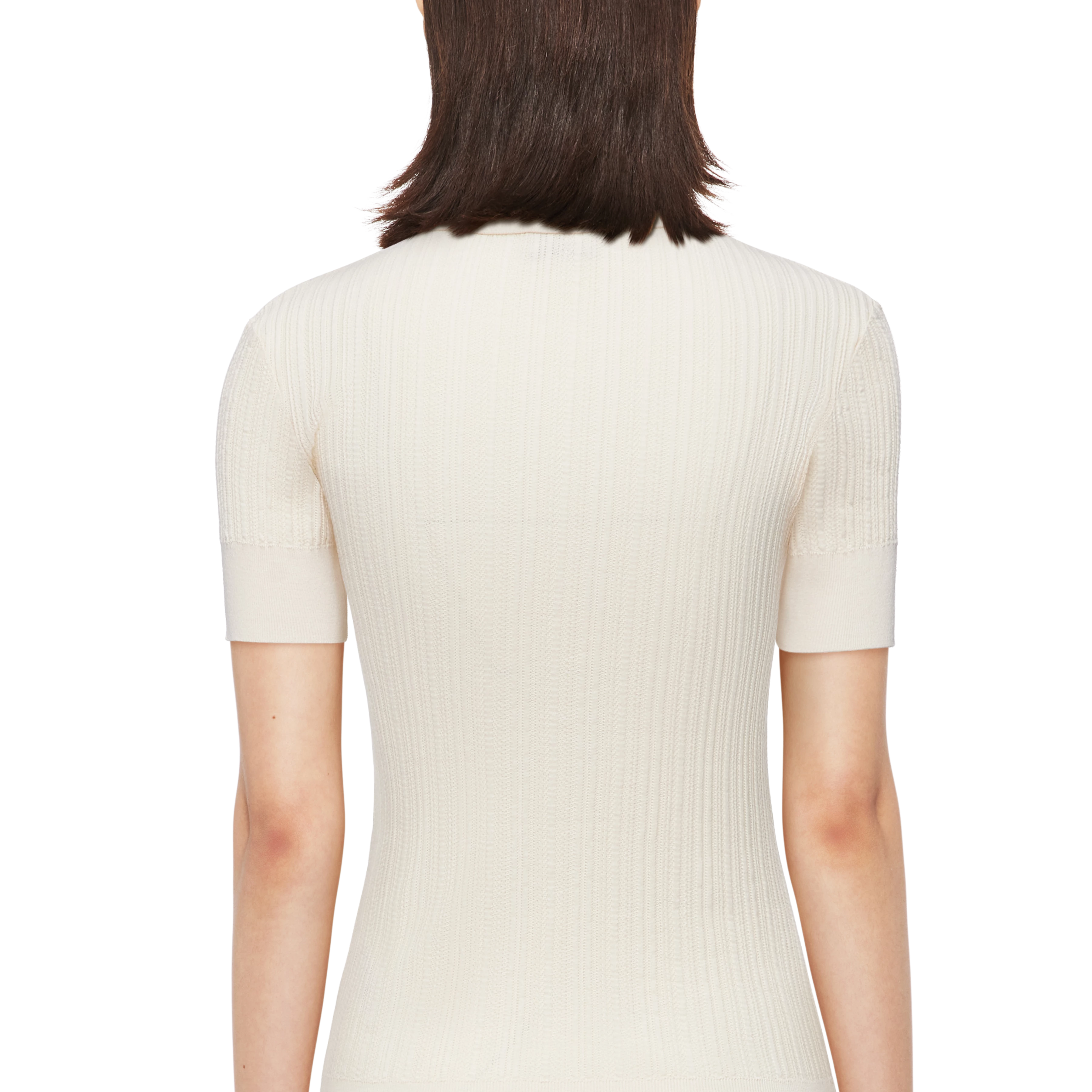 KOALY - Slim T-shirt in pure cotton - women - beige - Detailansicht am Model