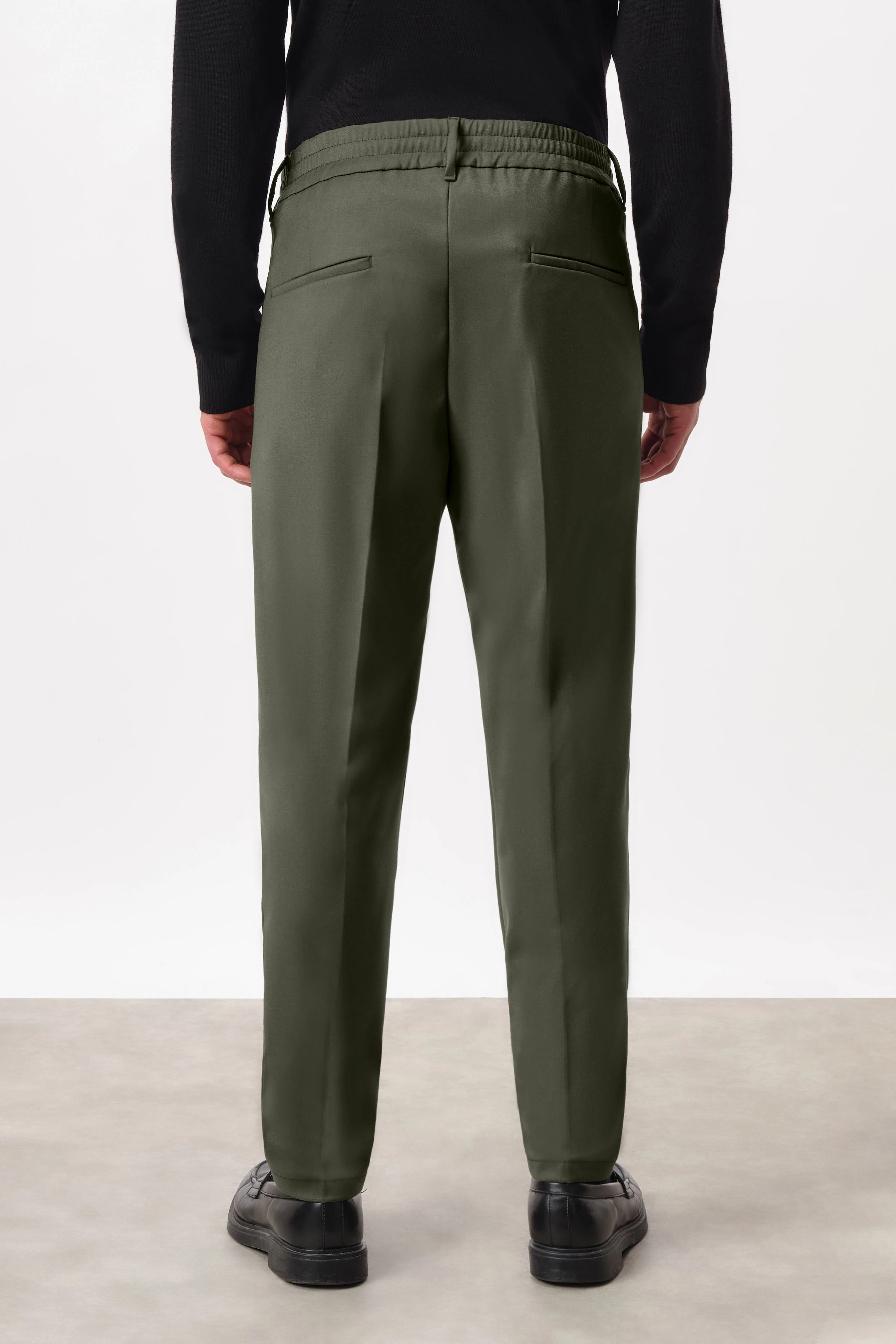 CHASY - pleated casual trousers in soft flannel - men - green - Rückansicht