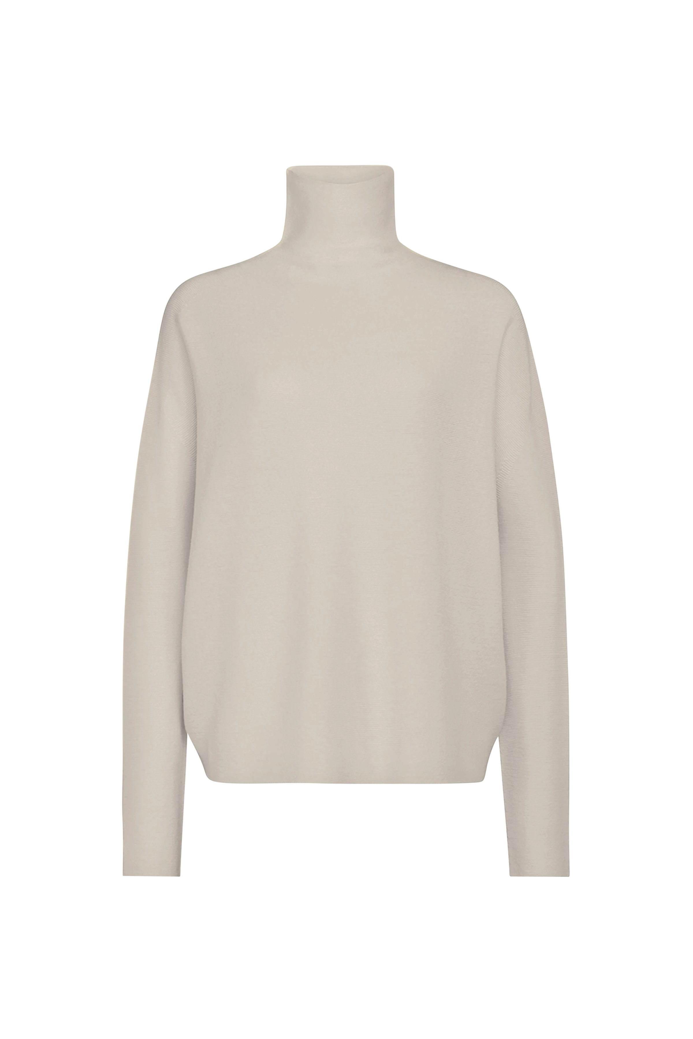 LIORA - Egg-shaped turtleneck jumper in 100% merino wool - women - beige - Freisteller Frontansicht