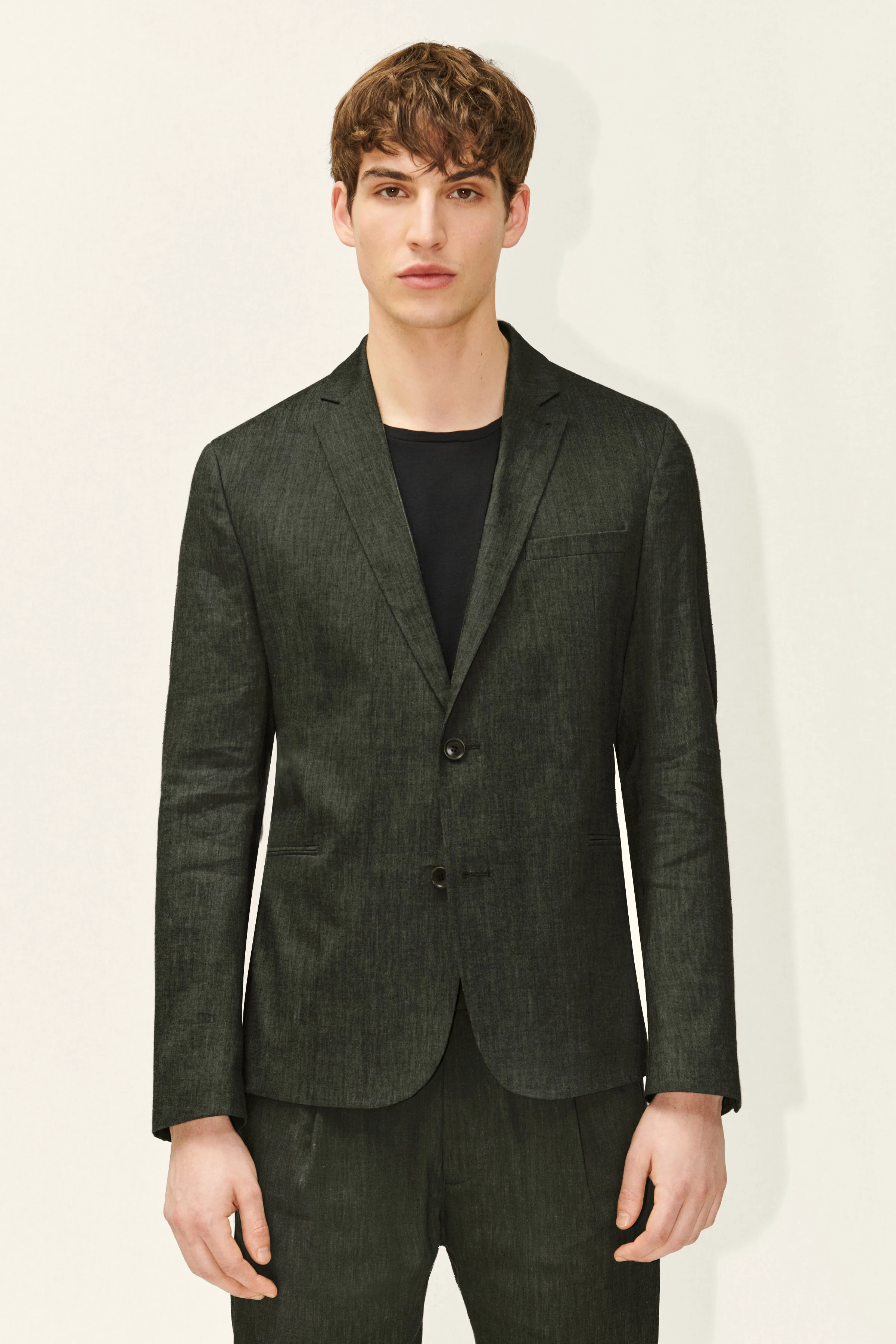 HORLEY - Slim Fit Sakko mit fallendem Revers in Leinen-Mix - Herren - grün - Frontansicht