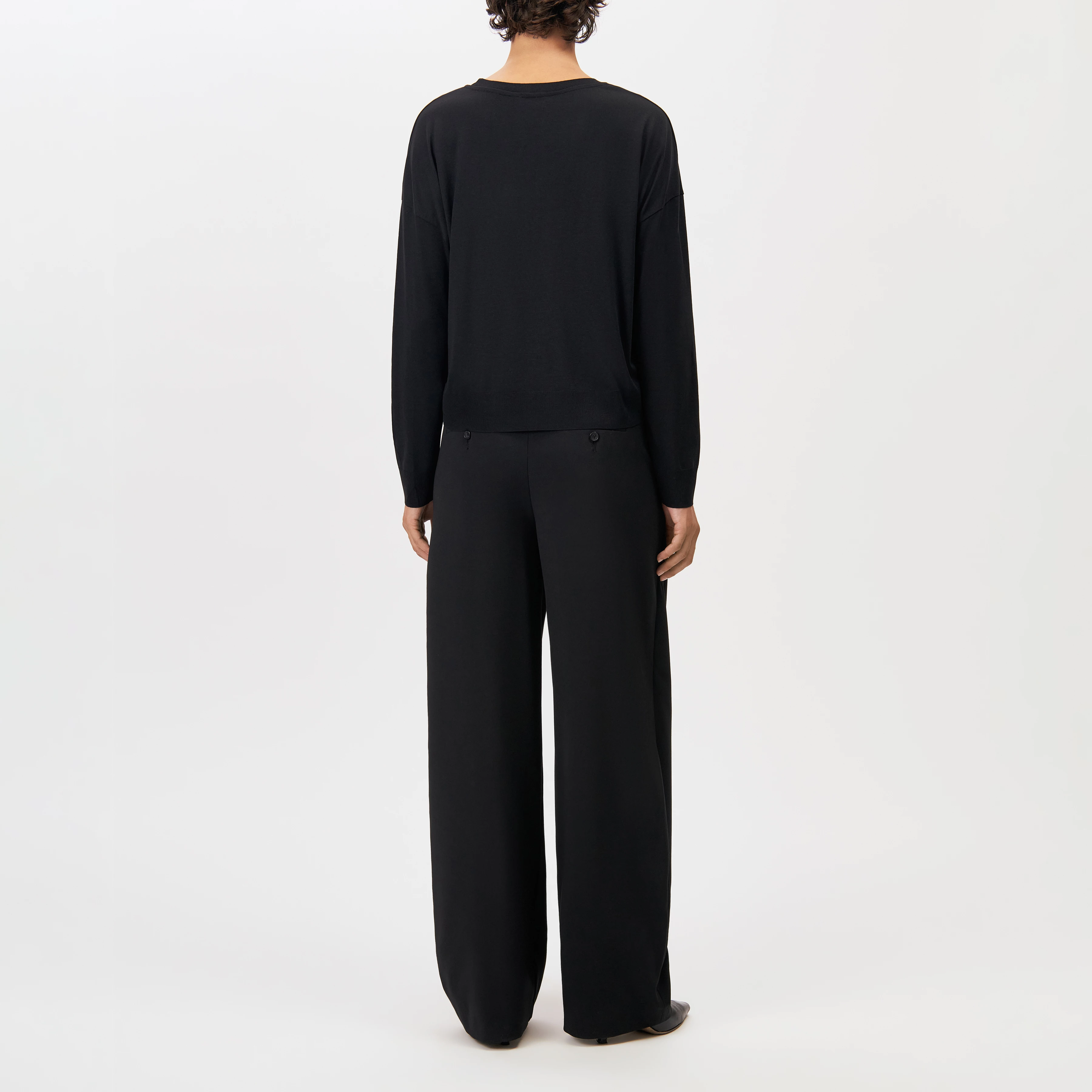 CESIDIE - Long-sleeve crew neck in jersey blend - women - black - Rückansicht