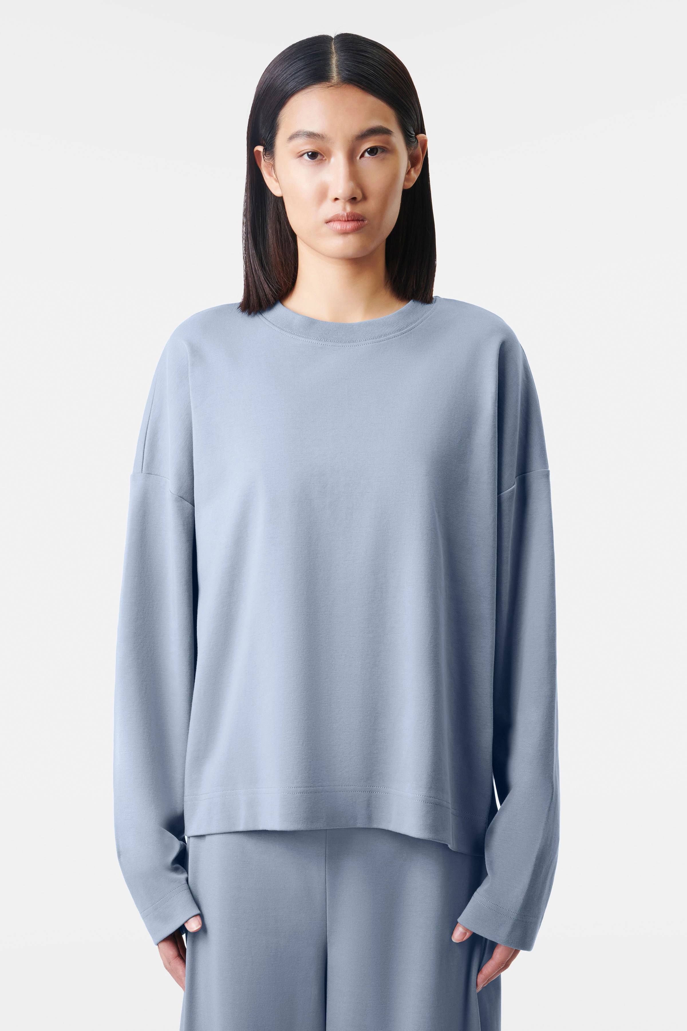 VASSANI - sweatshirt with round neck in soft organic cotton - women - blue - Frontansicht