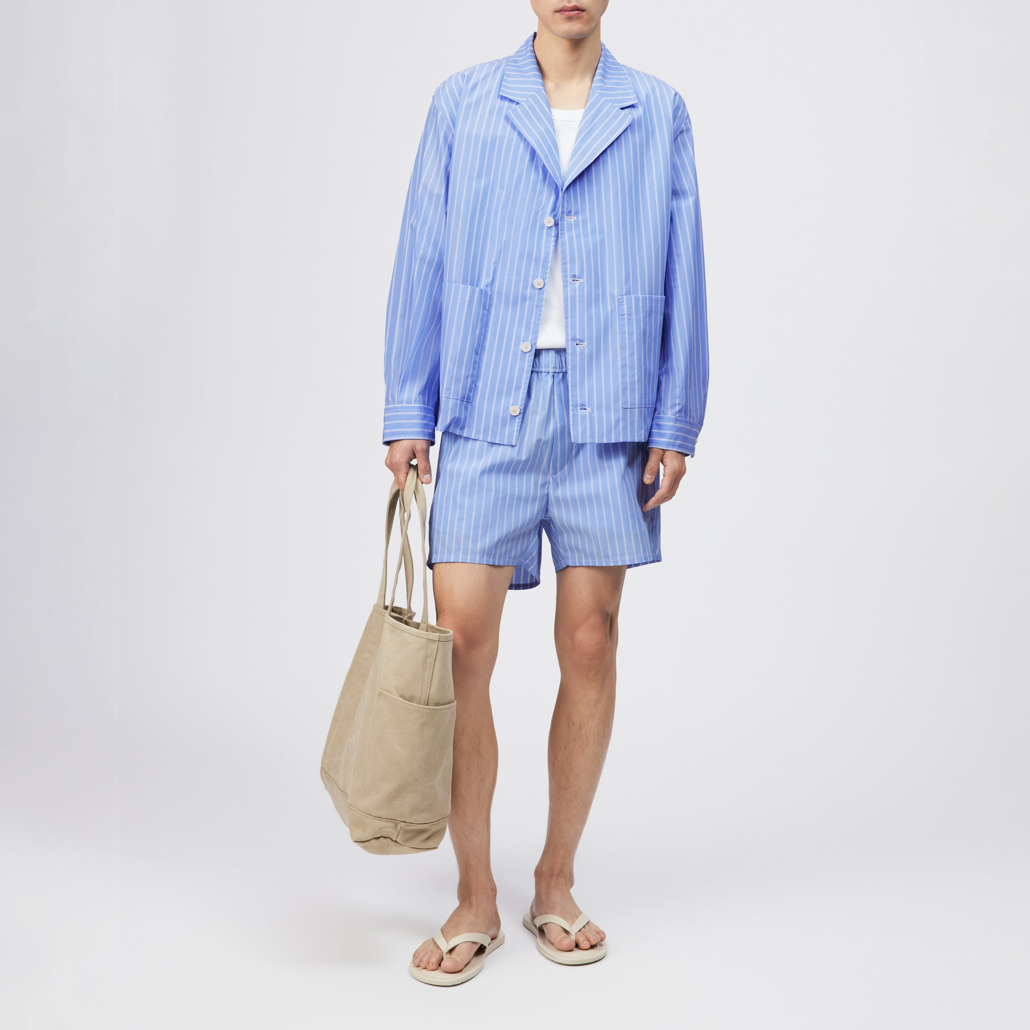 JASHI - Casual cotton-blend blazer - men - blue - Ganzkörper-Frontansicht